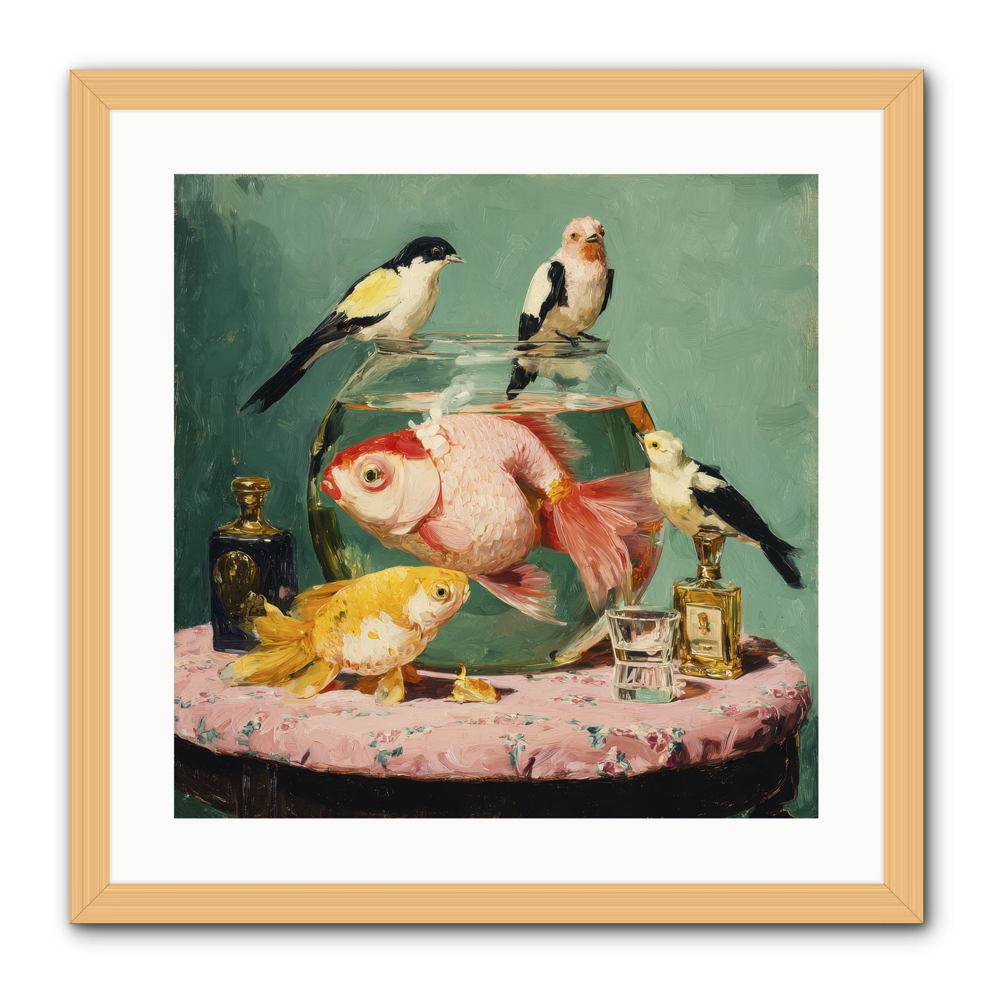 The Last Peony Café -- Framed Print - Natural 20x20