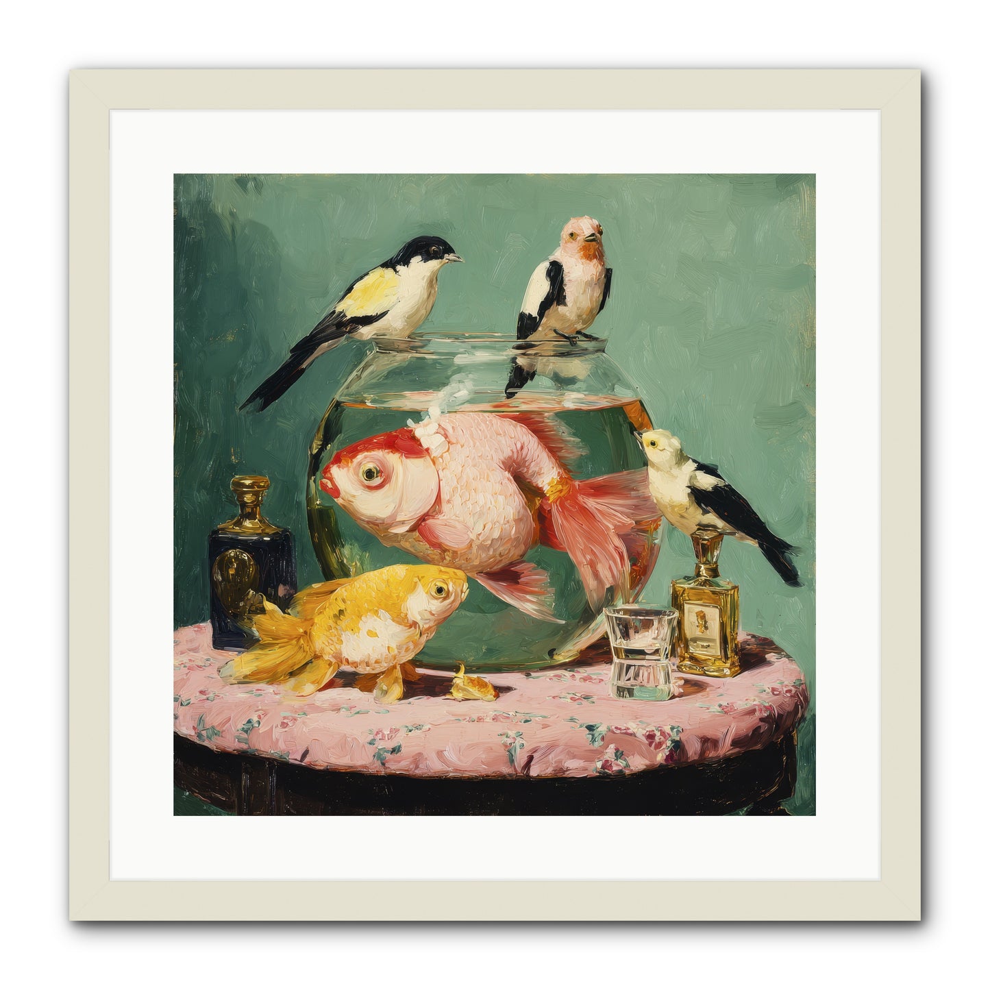 The Last Peony Café -- Framed Print - White 20x20