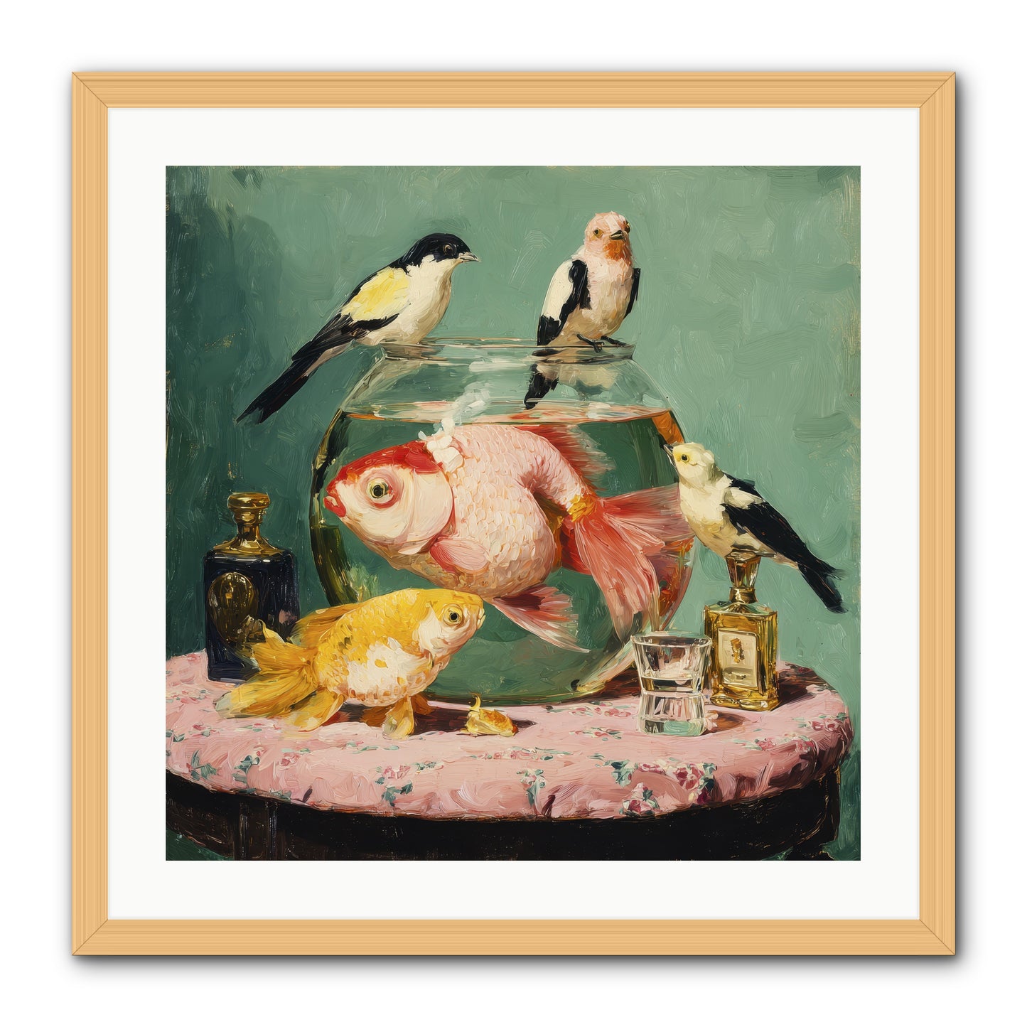 The Last Peony Café -- Framed Print - Natural 24x24