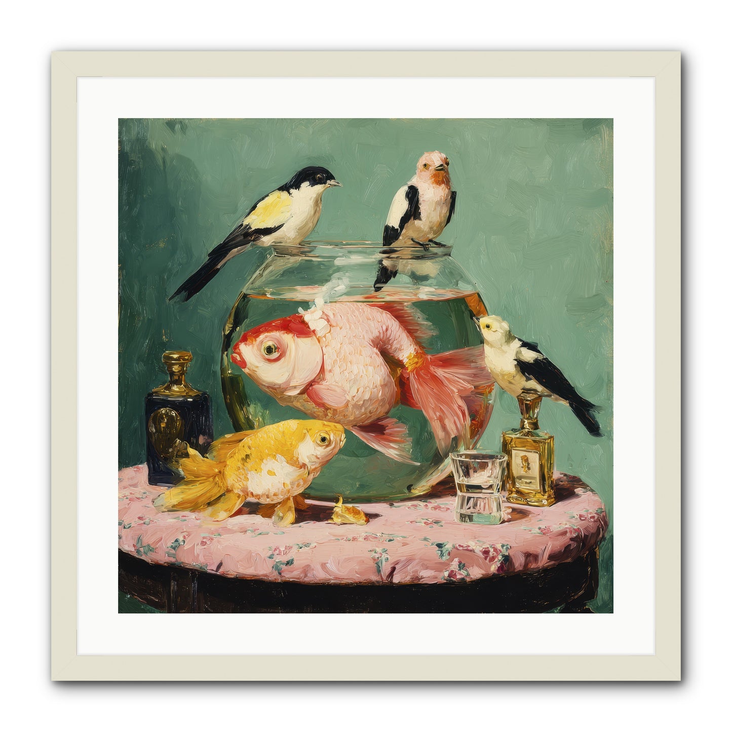 The Last Peony Café -- Framed Print - White 24x24