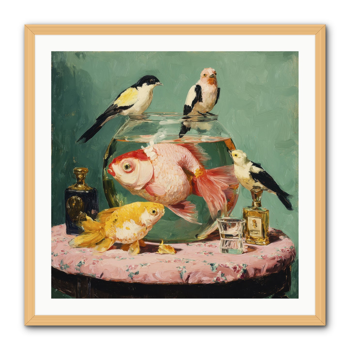 The Last Peony Café -- Framed Print - Natural 30x30