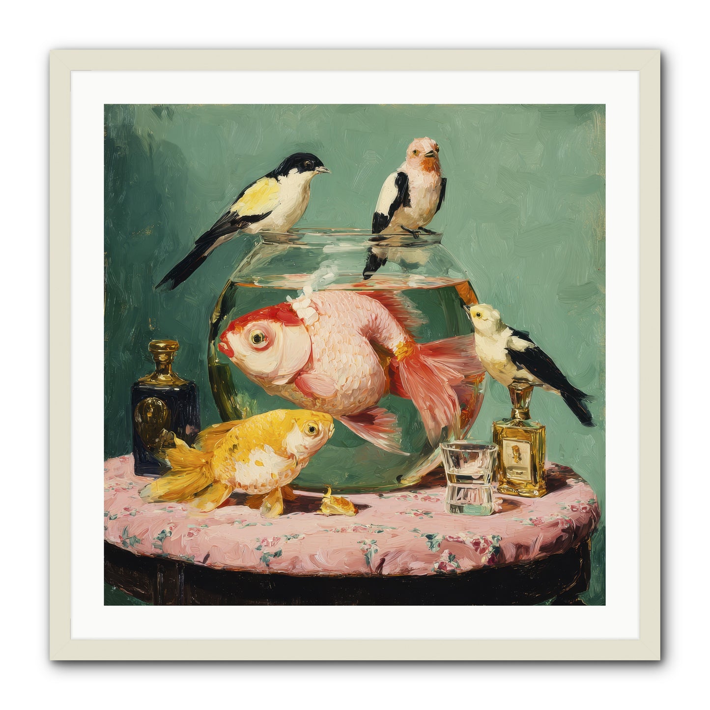 The Last Peony Café -- Framed Print - White 30x30