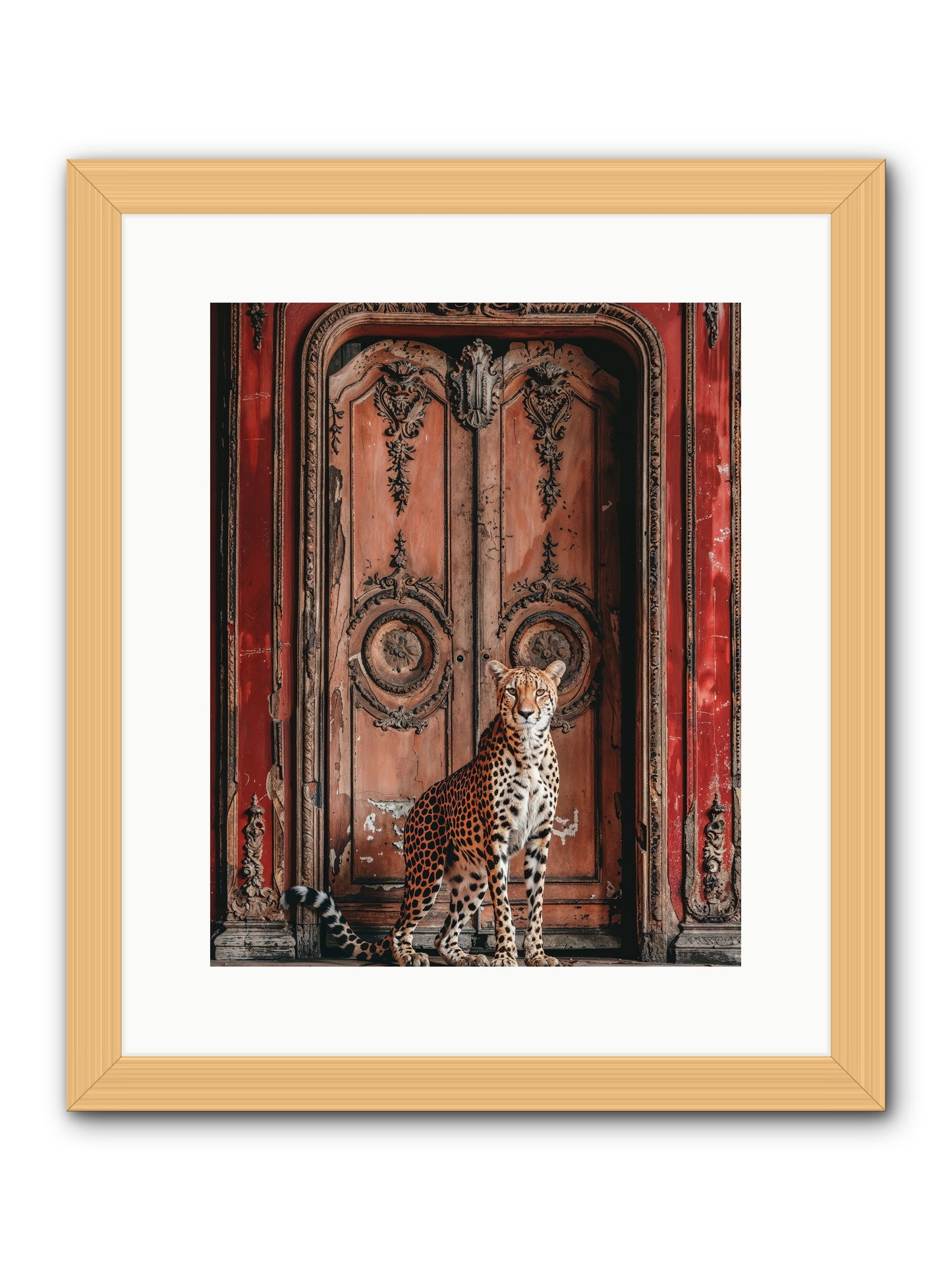 The Leopard's Vermilion Vestibule -- Framed Print - Natural 12x15