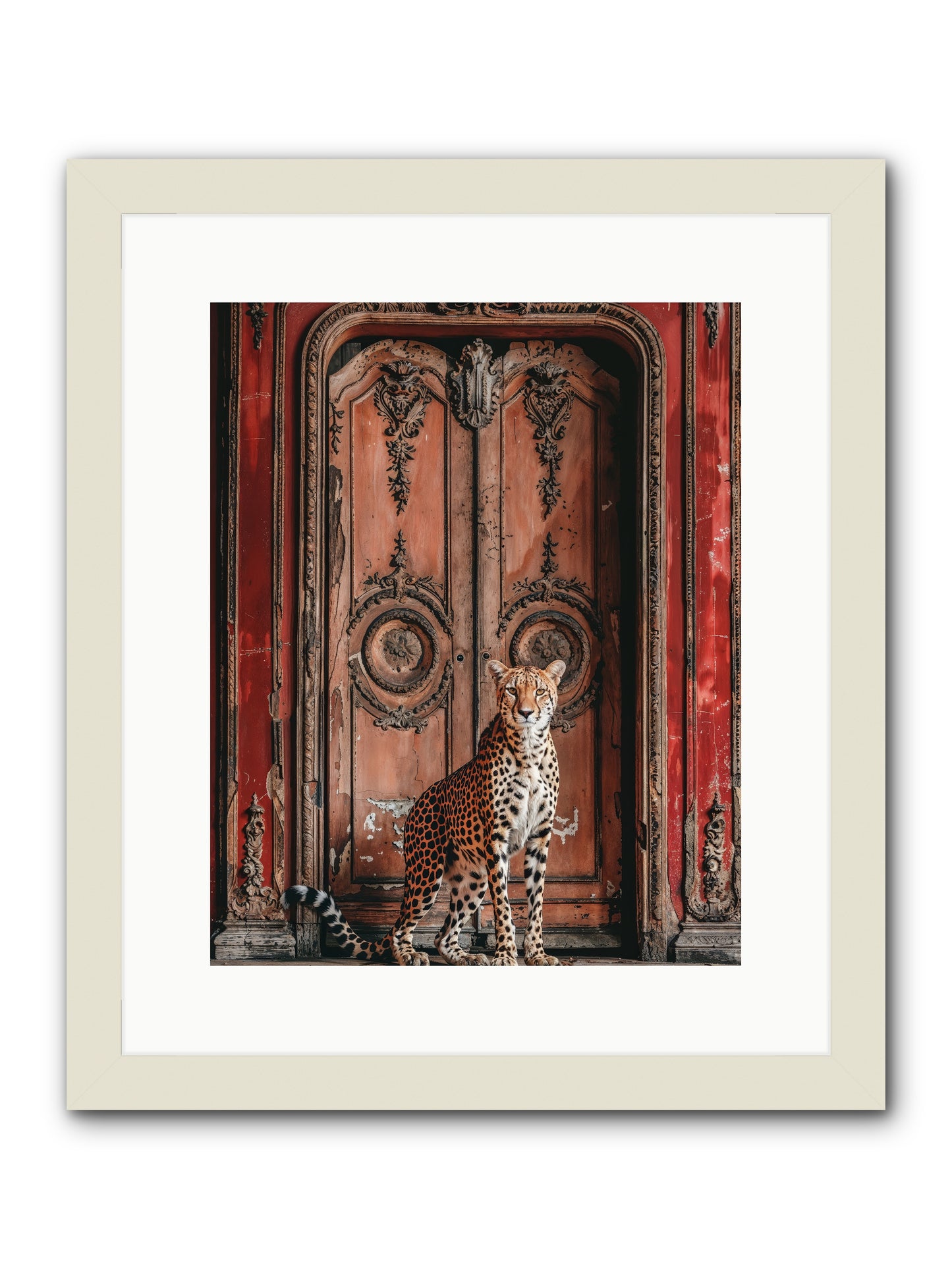 The Leopard's Vermilion Vestibule -- Framed Print - White 12x15