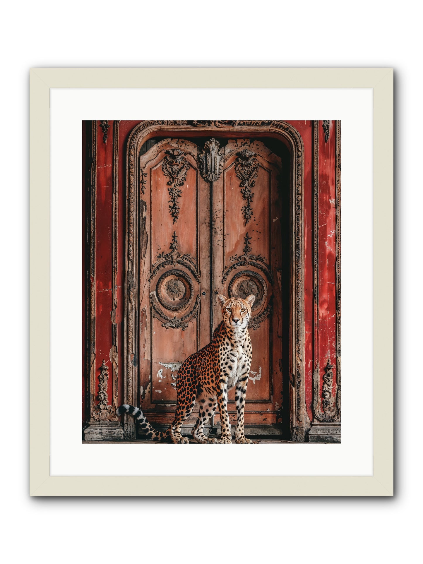 The Leopard's Vermilion Vestibule -- Framed Print - White 16x20
