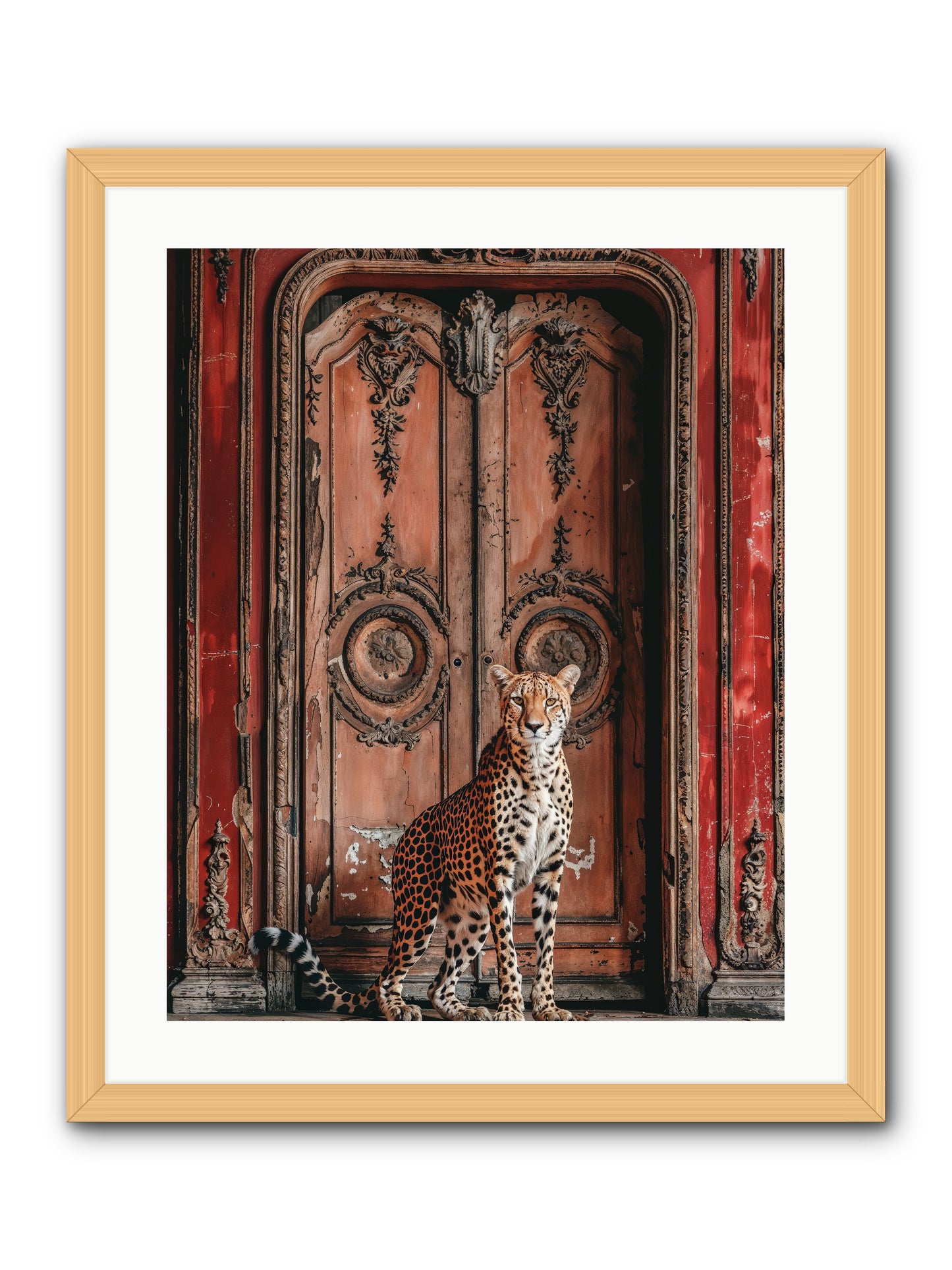 The Leopard's Vermilion Vestibule -- Framed Print - Natural 20x25