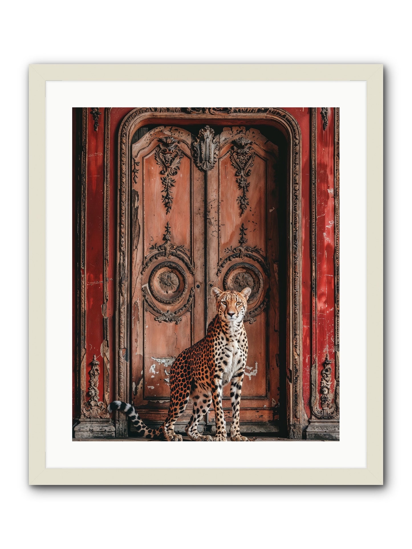 The Leopard's Vermilion Vestibule -- Framed Print - White 20x25