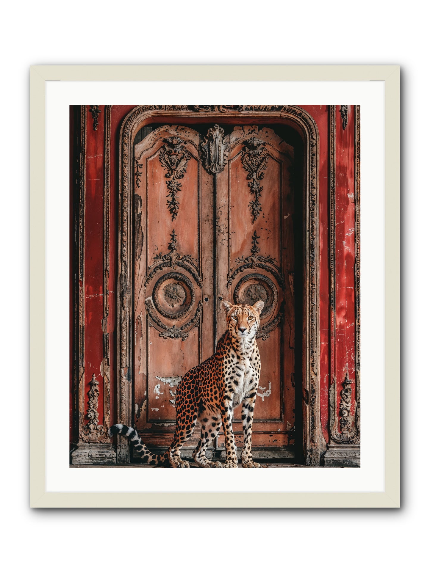 The Leopard's Vermilion Vestibule -- Framed Print - White 24x30