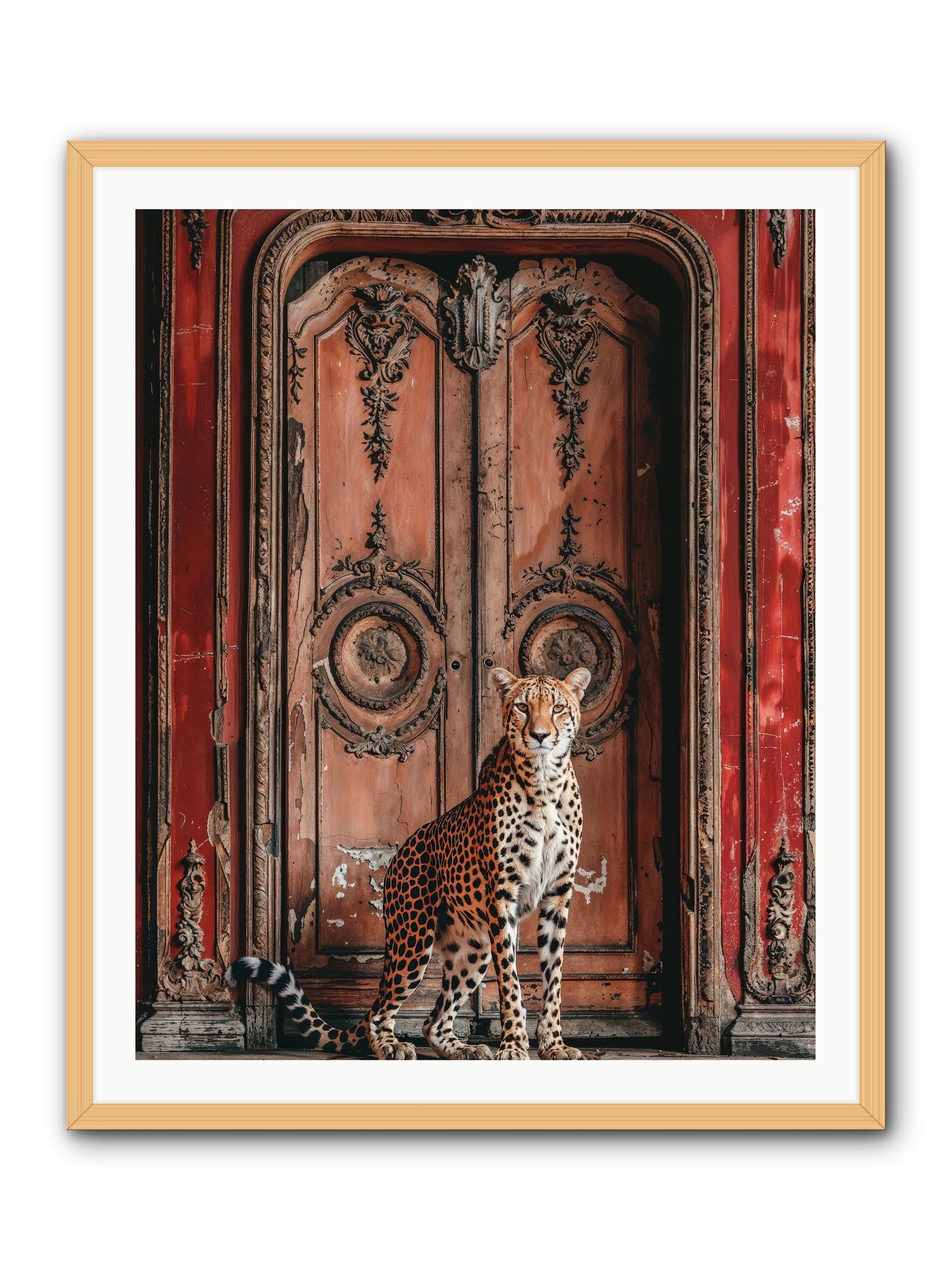 The Leopard's Vermilion Vestibule -- Framed Print - Natural 32x40