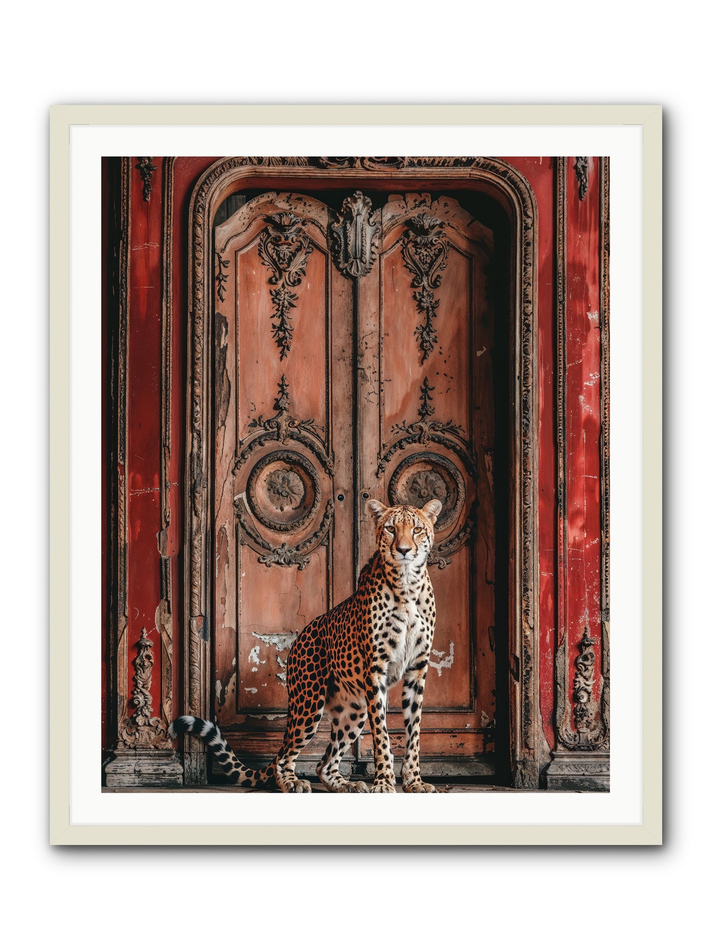The Leopard's Vermilion Vestibule -- Framed Print - White 32x40