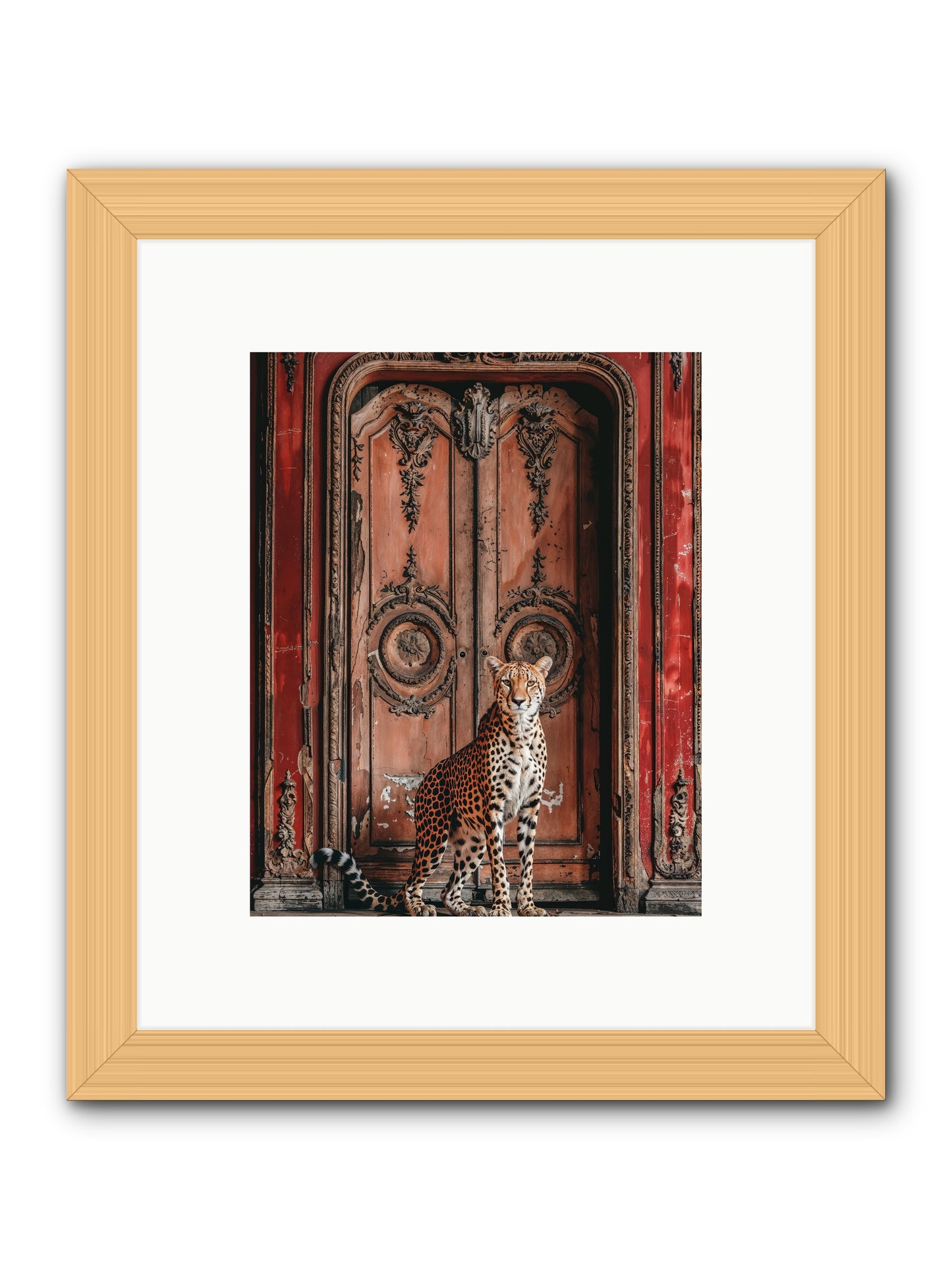 The Leopard's Vermilion Vestibule -- Framed Print - Natural 8x10