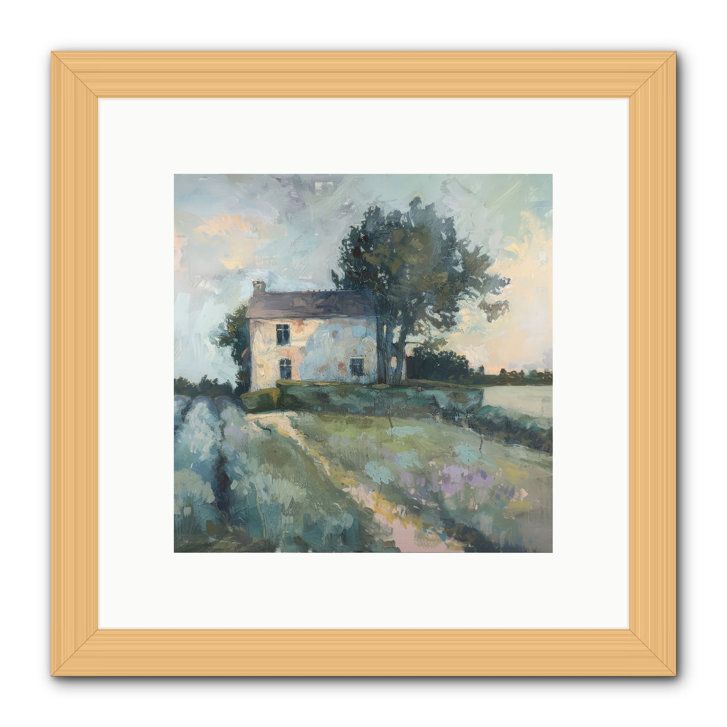 The Linen House -- Framed Print - Natural 10x10