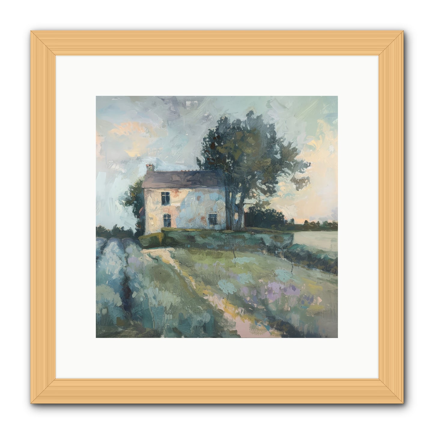 The Linen House -- Framed Print - Natural 12x12