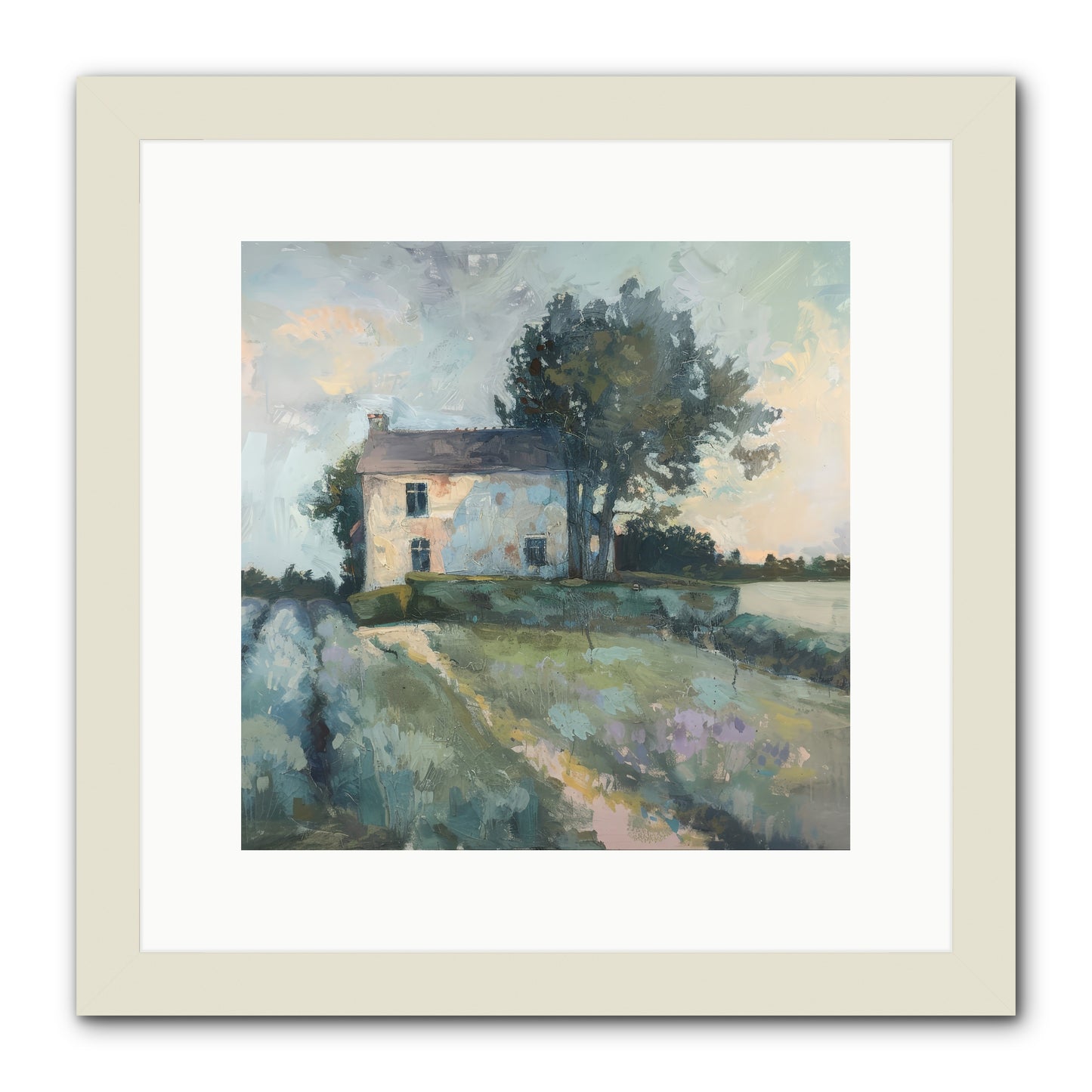 The Linen House -- Framed Print - White 12x12