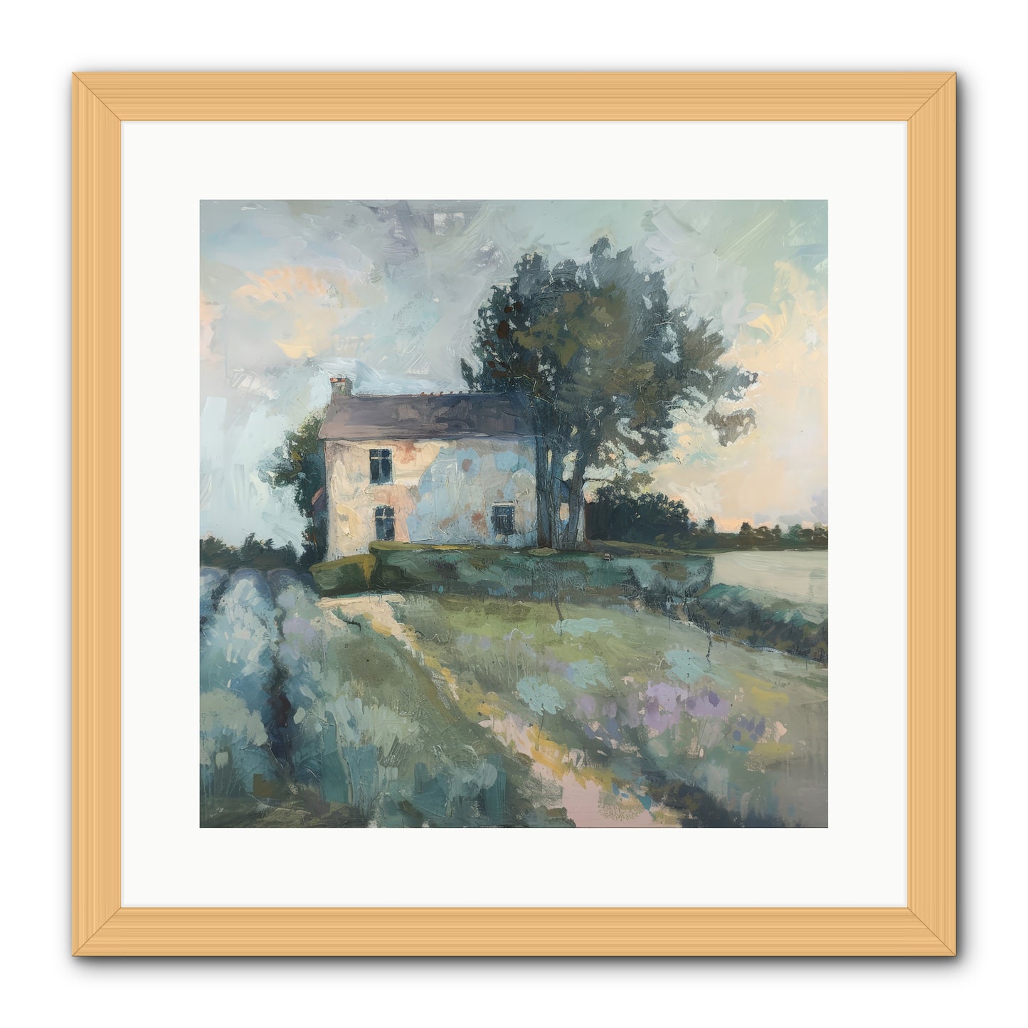 The Linen House -- Framed Print - Natural 16x16