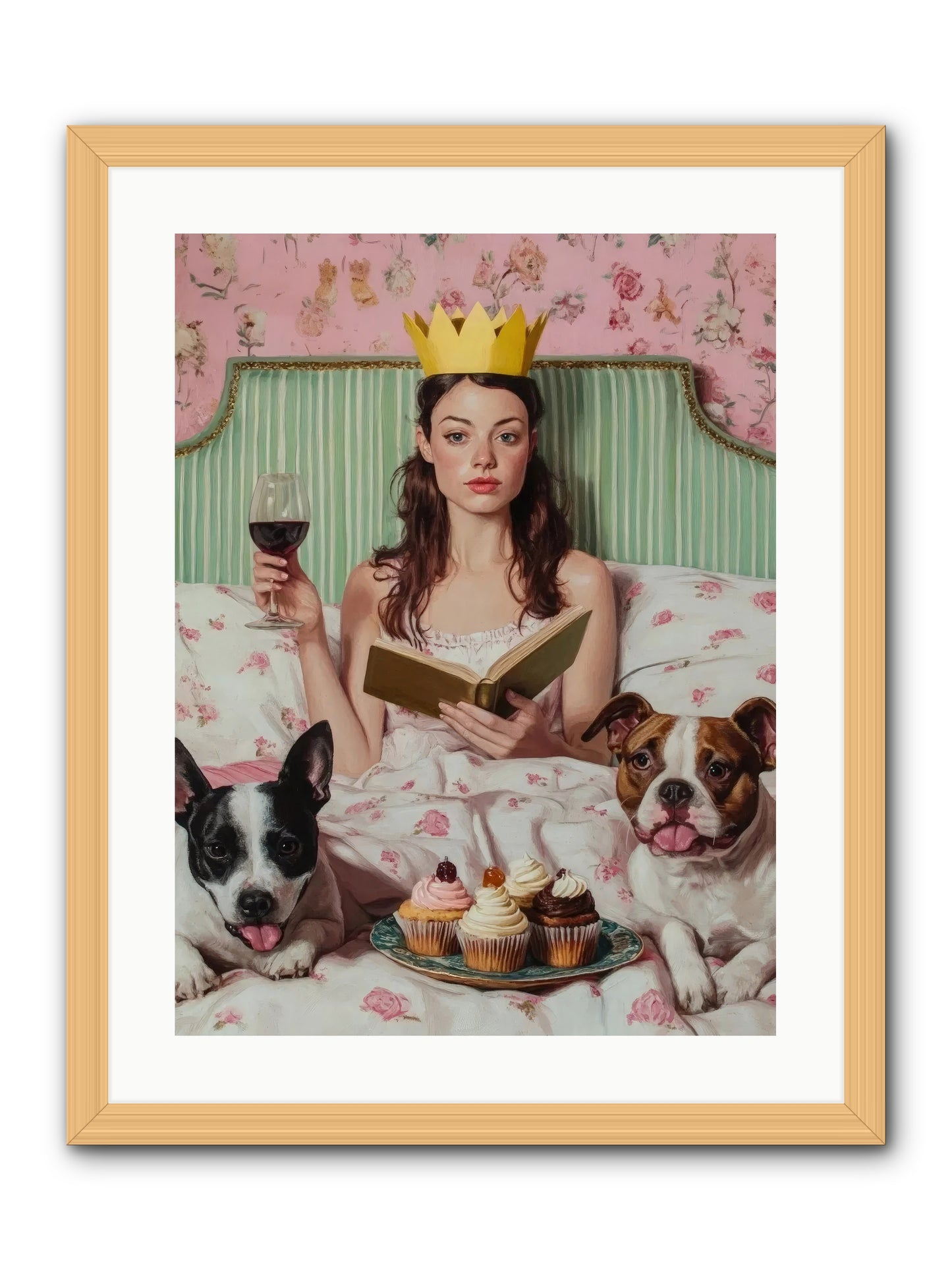 The Literary Feast -- Framed Print - Natural 18x24
