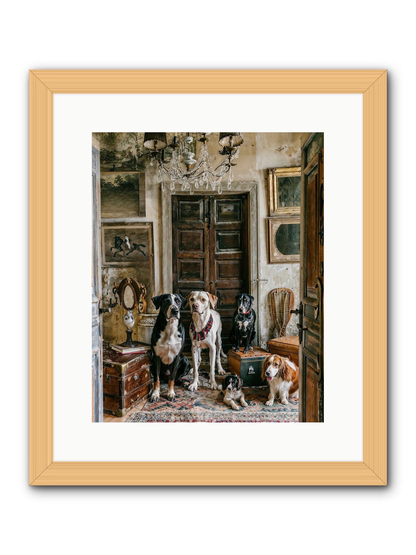 The Luxe Leash League -- Framed Print - Natural 12x15
