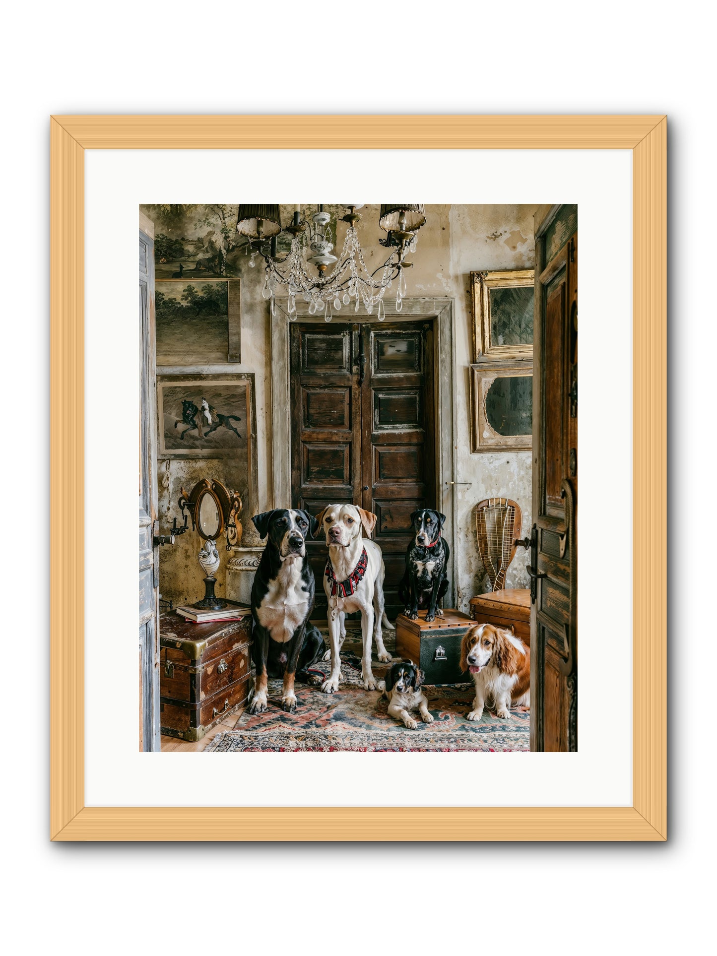 The Luxe Leash League -- Framed Print - Natural 16x20