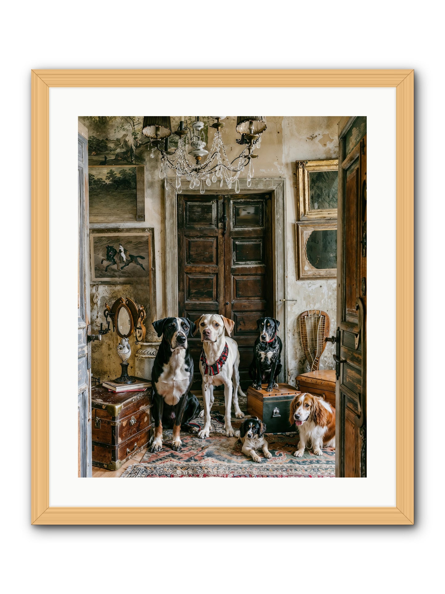 The Luxe Leash League -- Framed Print - Natural 20x25