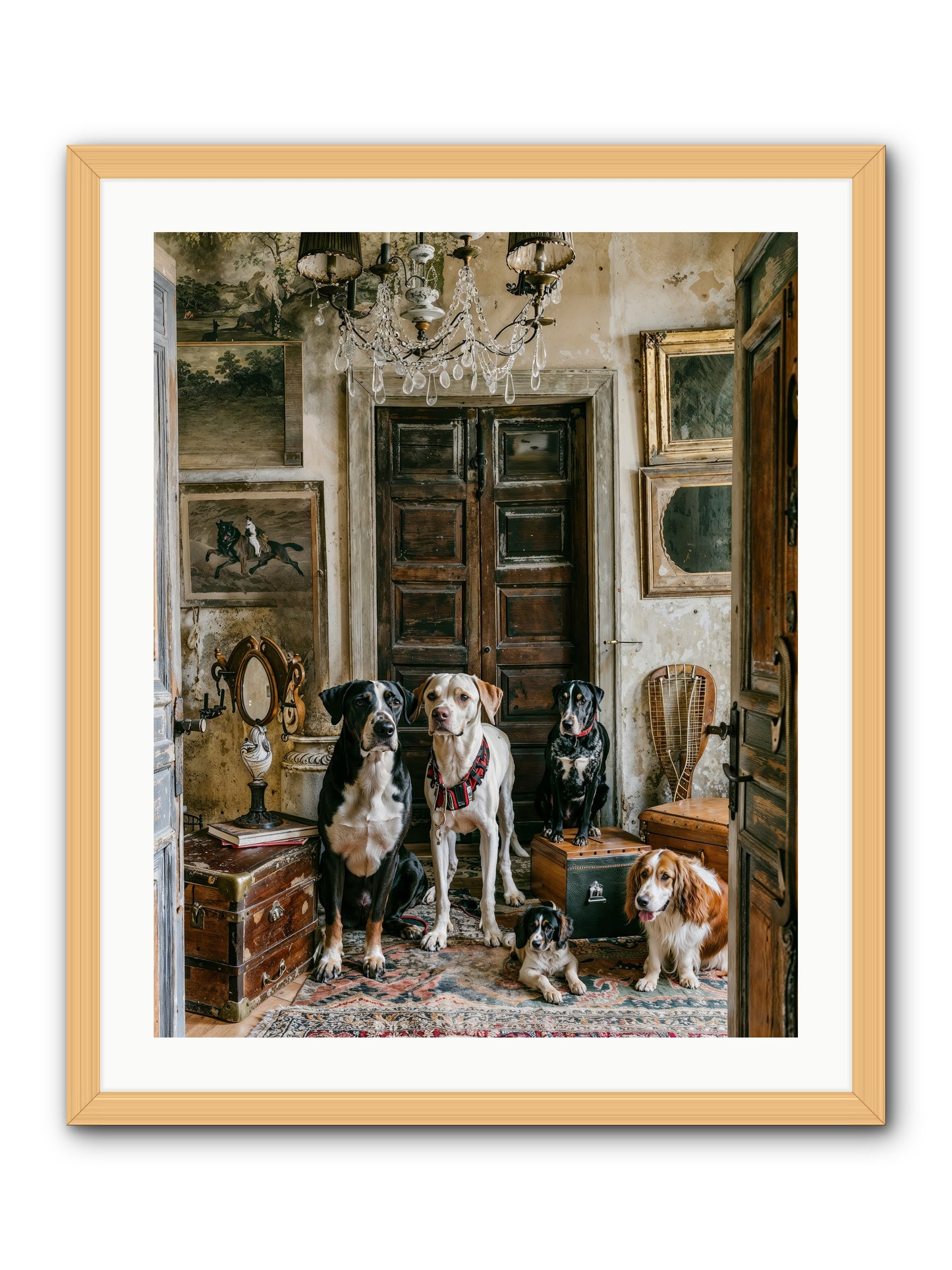 The Luxe Leash League -- Framed Print - Natural 24x30
