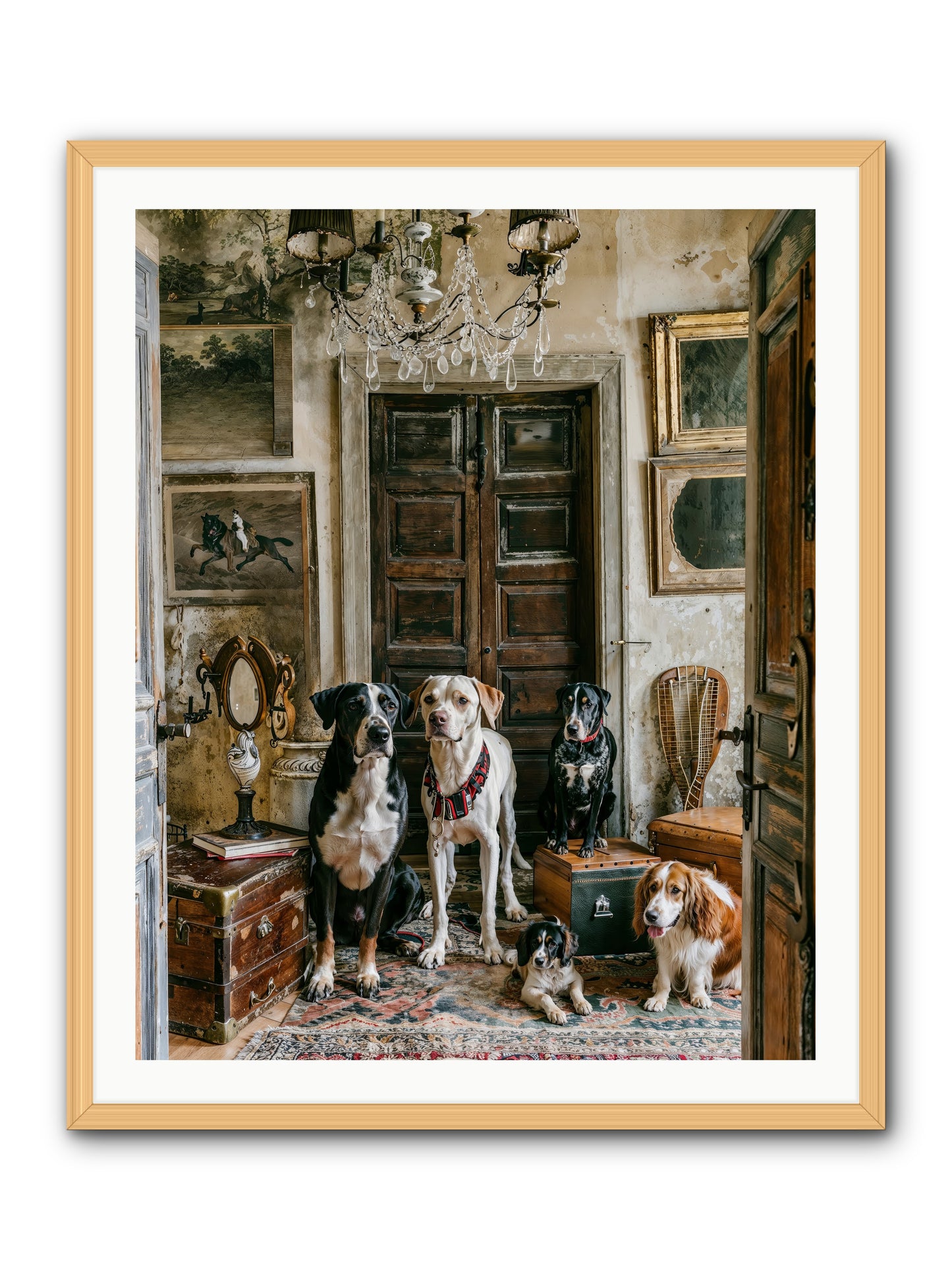 The Luxe Leash League -- Framed Print - Natural 32x40