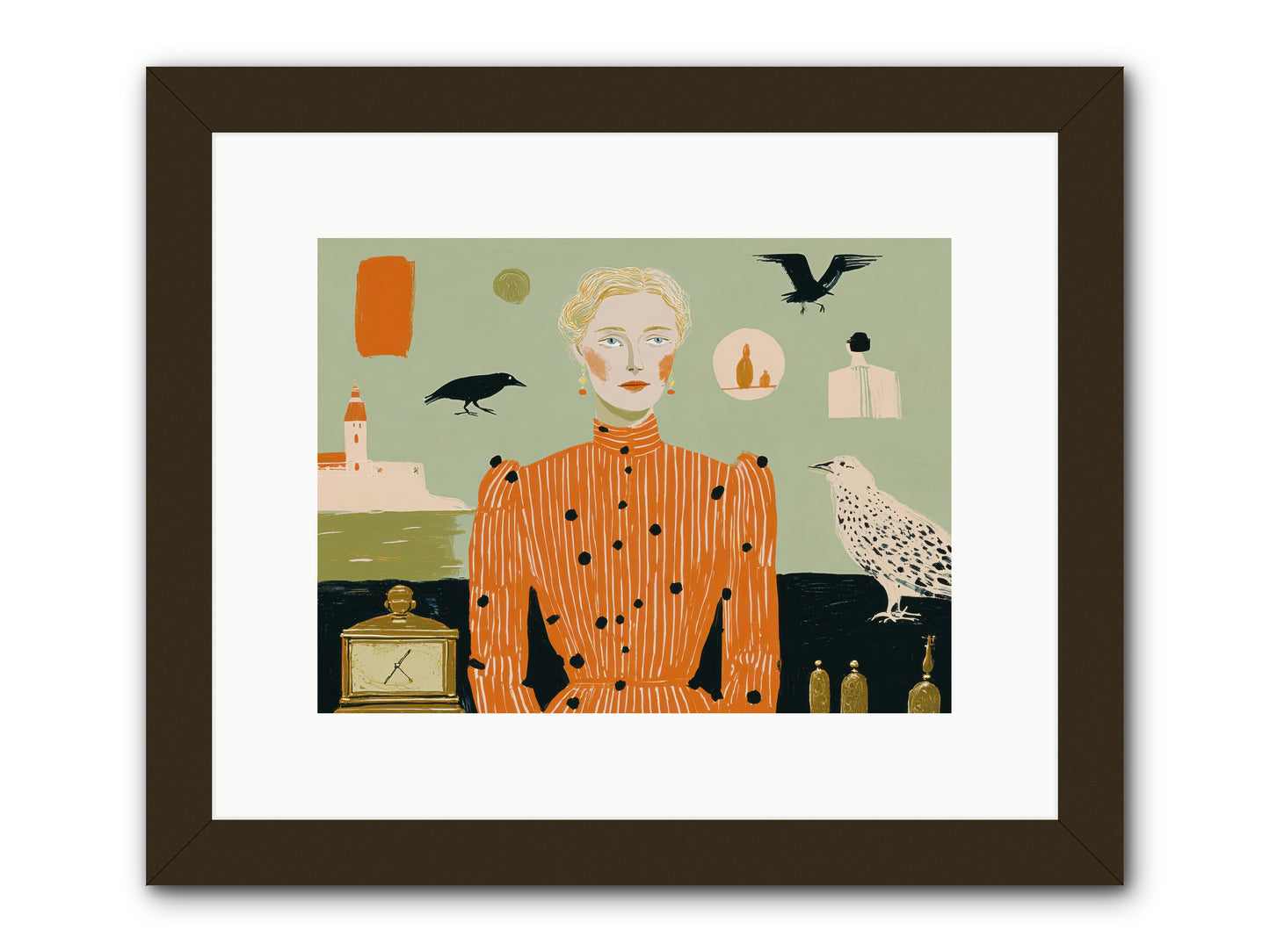 The Magpie's Treasury -- Framed Print - Black 12x9