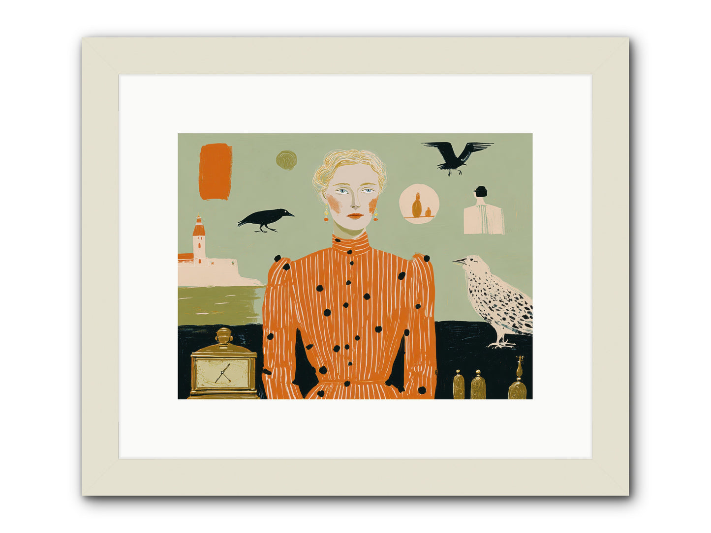The Magpie's Treasury -- Framed Print - White 12x9