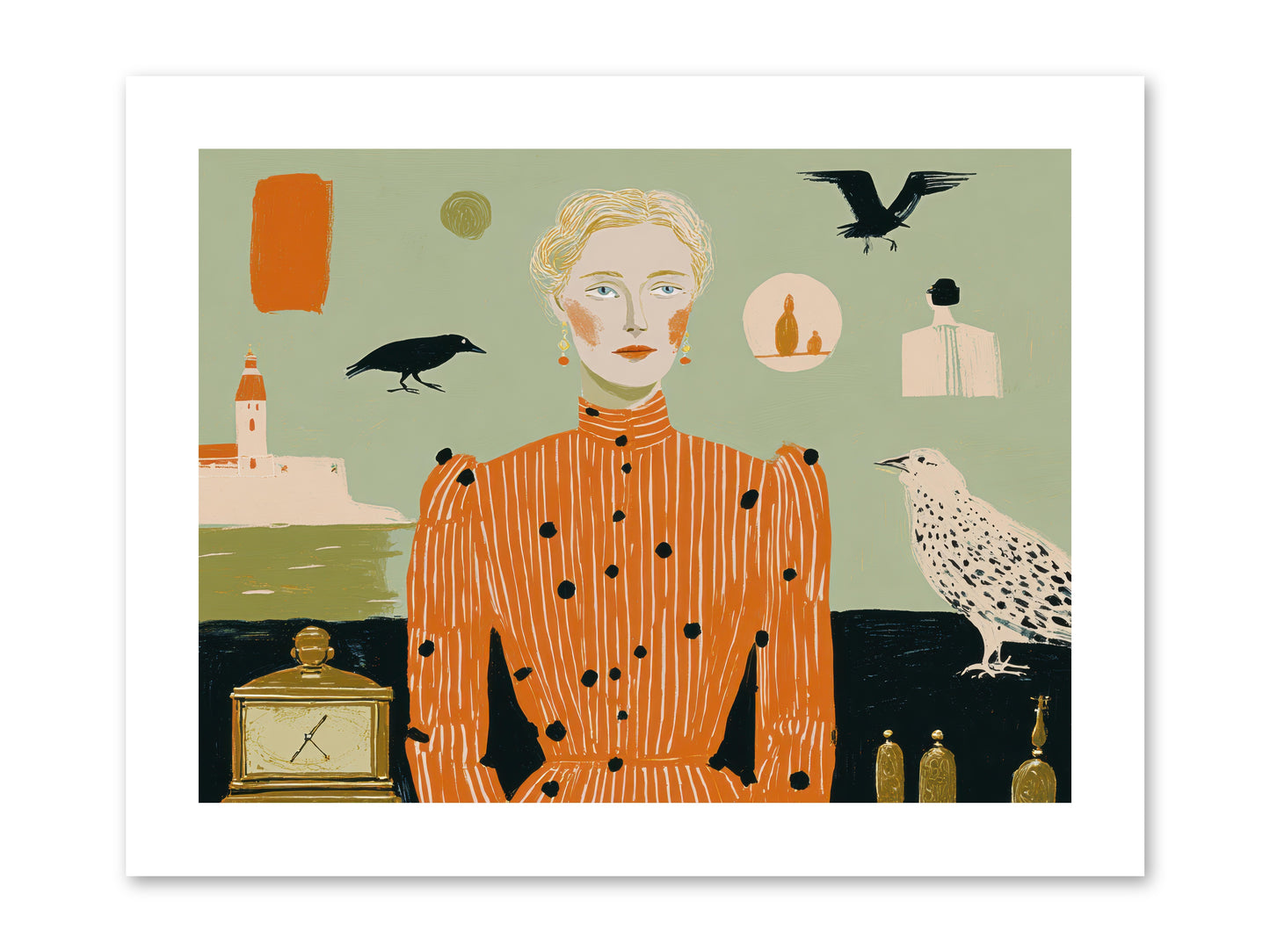 The Magpie's Treasury -- Loose Canvas Print 12x9