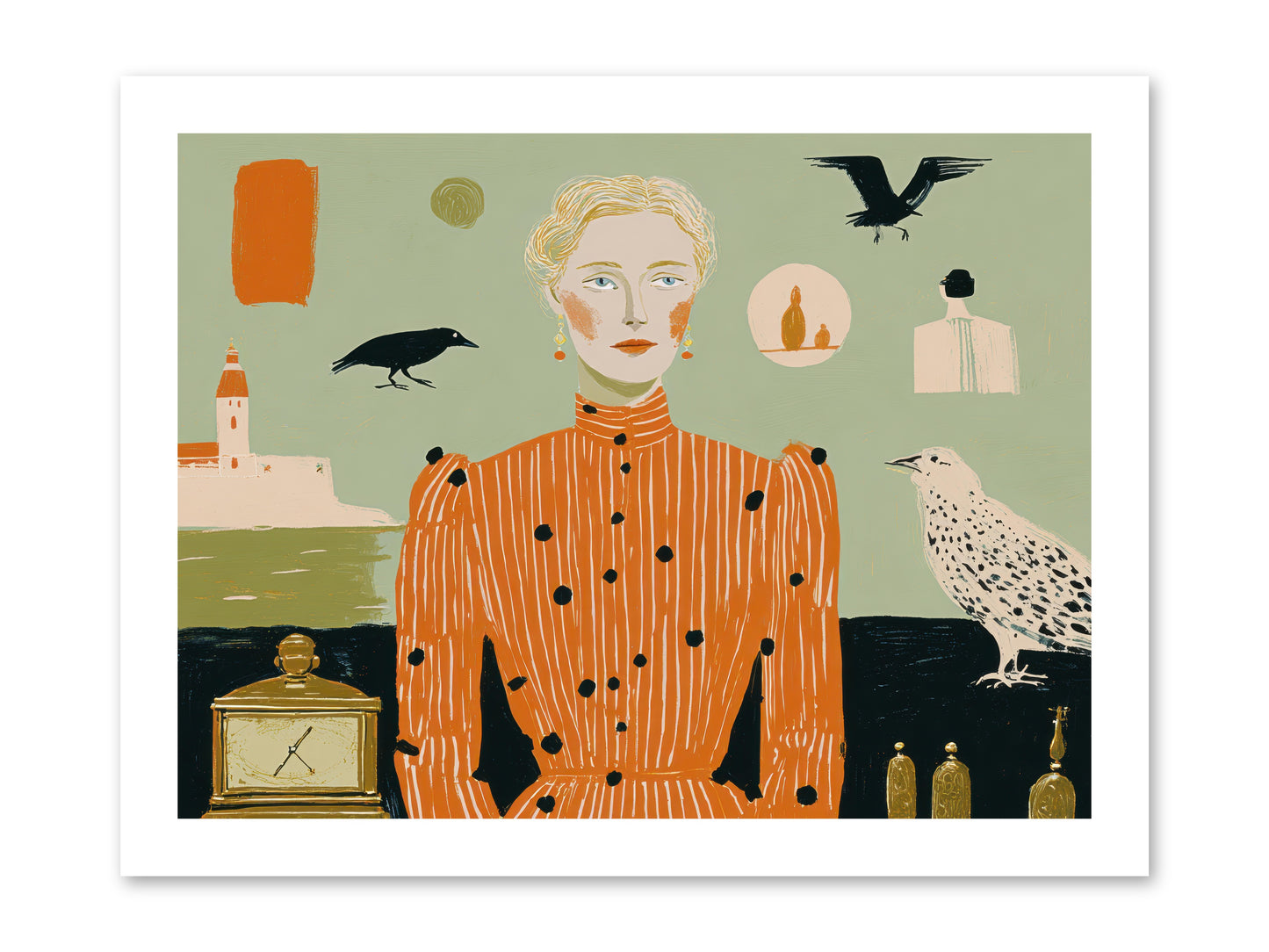 The Magpie's Treasury -- Loose Canvas Print 16x12