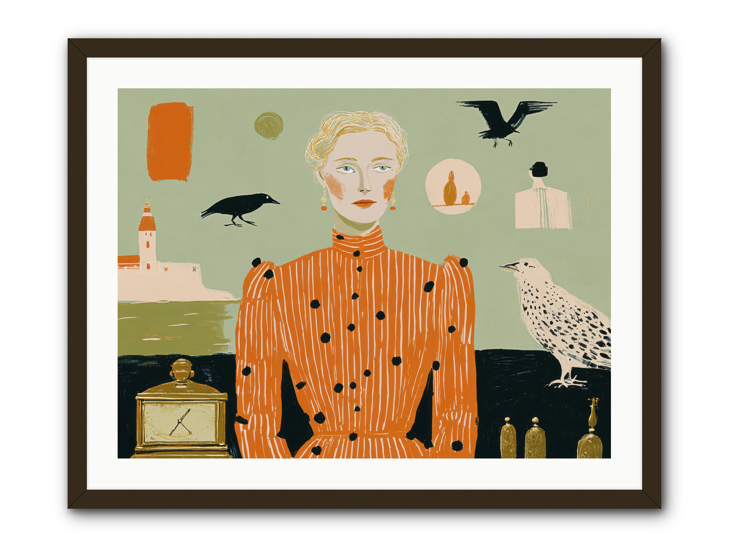The Magpie's Treasury -- Framed Print - Black 32x24