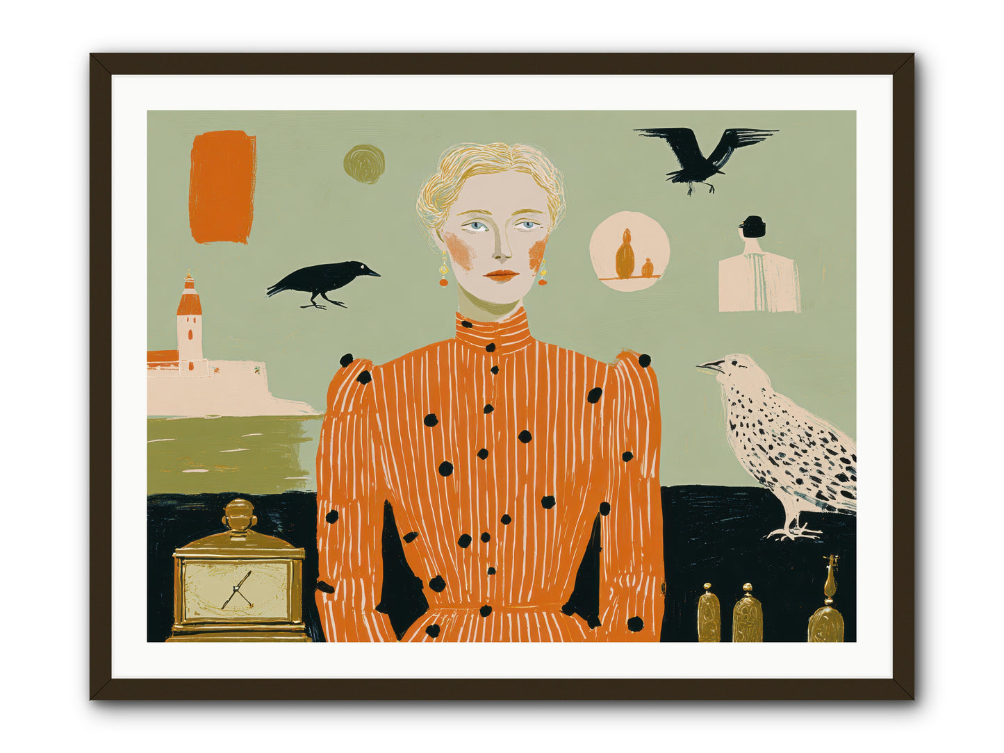 The Magpie's Treasury -- Framed Print - Black 40x30