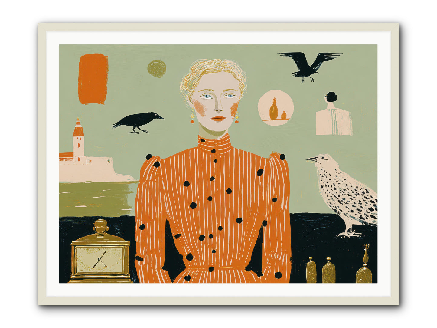 The Magpie's Treasury -- Framed Print - White 48x36