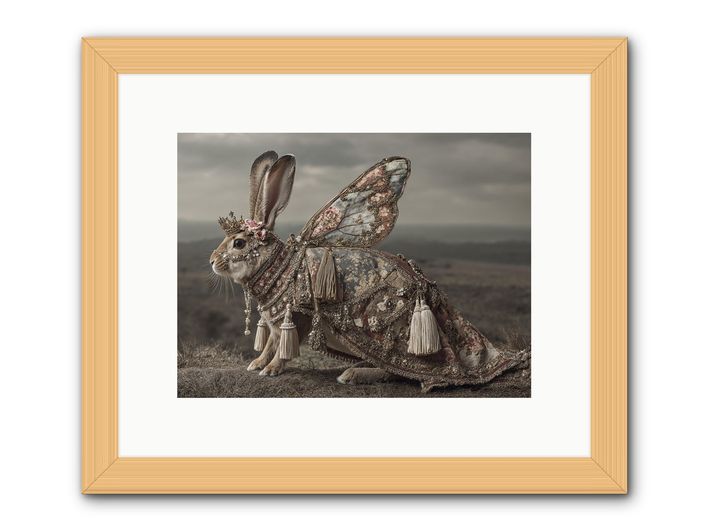 The Meadow at Nightfall -- Framed Print - Natural 12x9