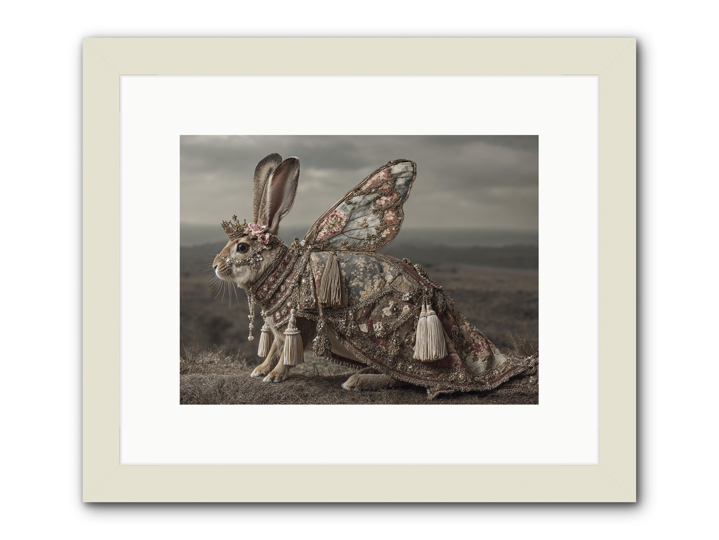 The Meadow at Nightfall -- Framed Print - White 12x9