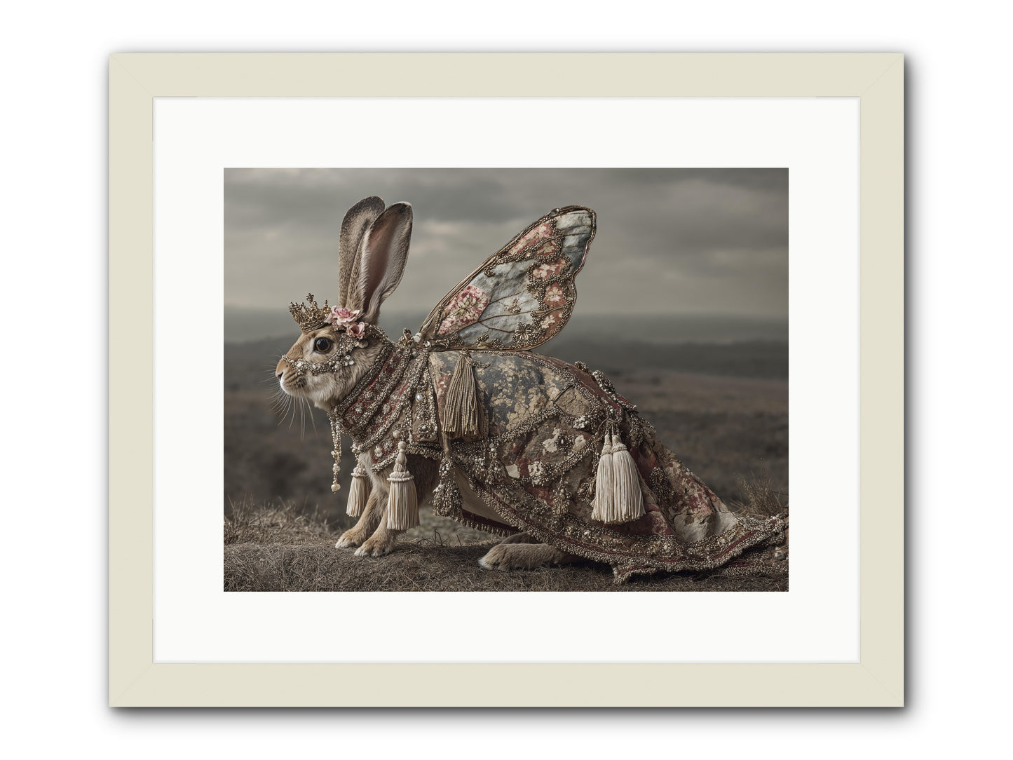 The Meadow at Nightfall -- Framed Print - White 16x12