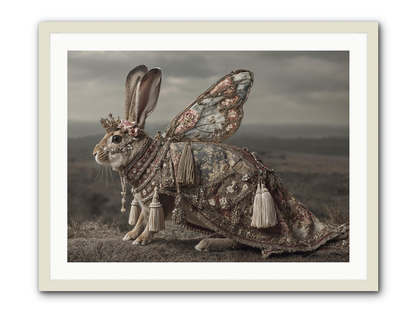 The Meadow at Nightfall -- Framed Print - White 32x24