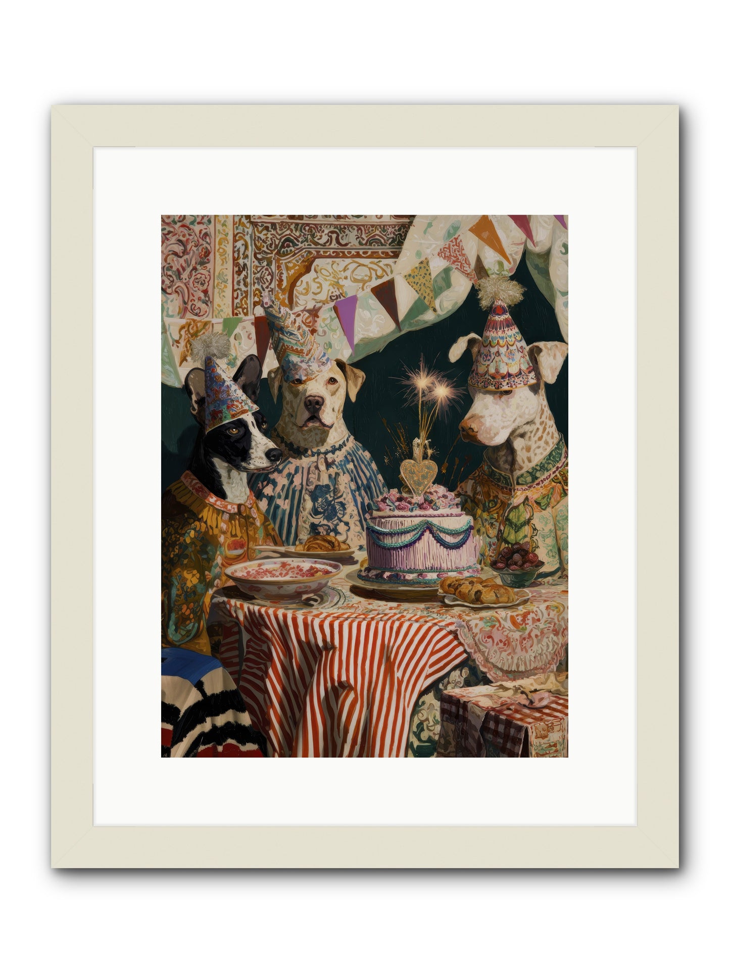 The Merry Gathering -- Framed Print - White 12x16
