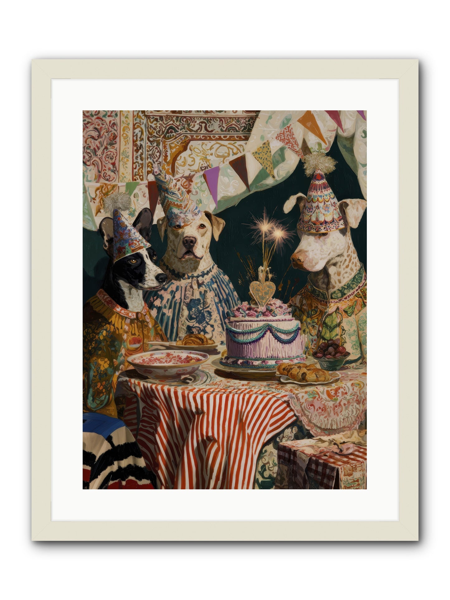 The Merry Gathering -- Framed Print - White 18x24