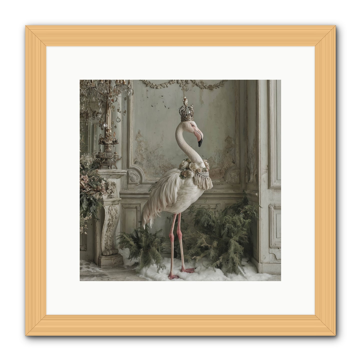 The Merry Mischief Of Snow -- Framed Print - Natural 12x12