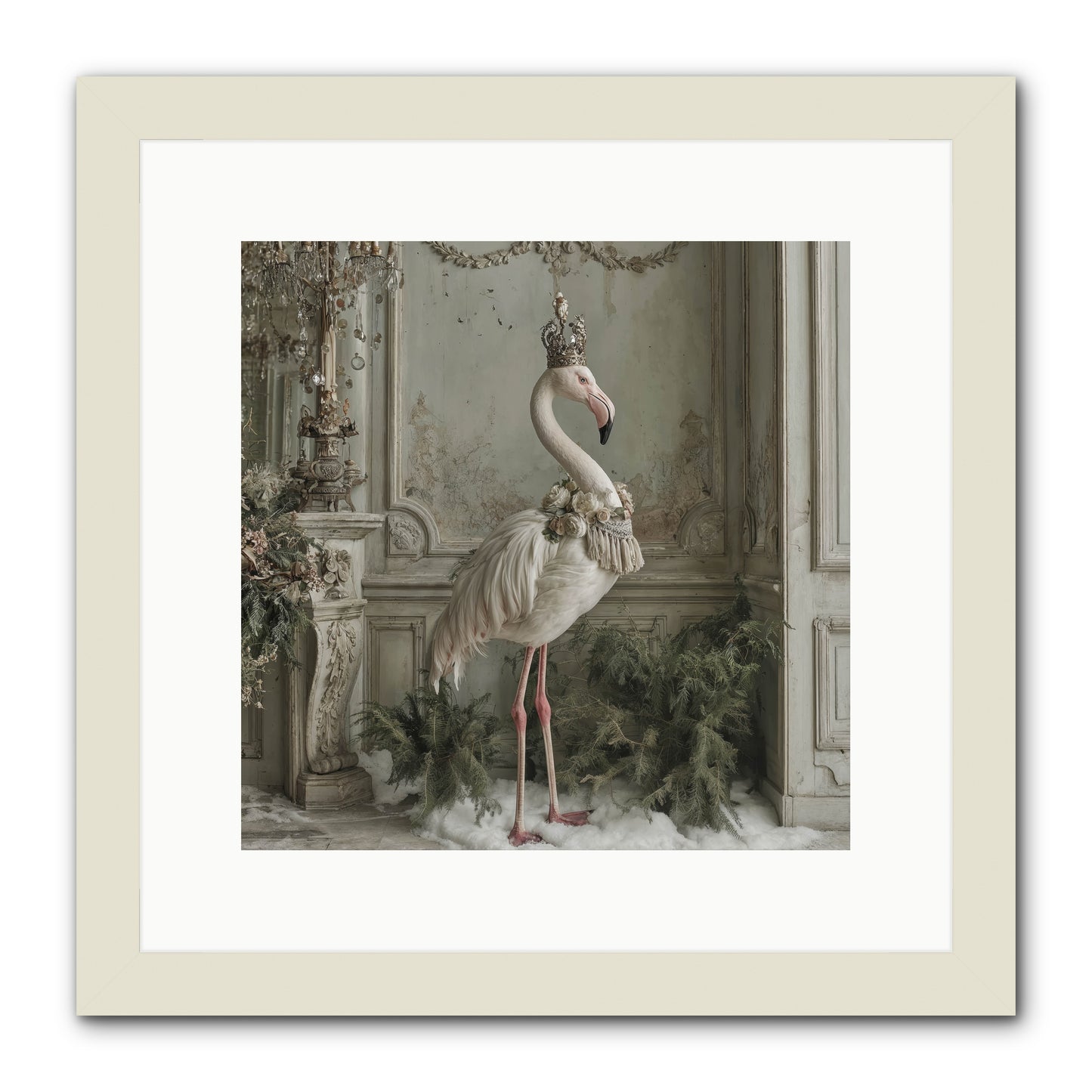 The Merry Mischief Of Snow -- Framed Print - White 12x12