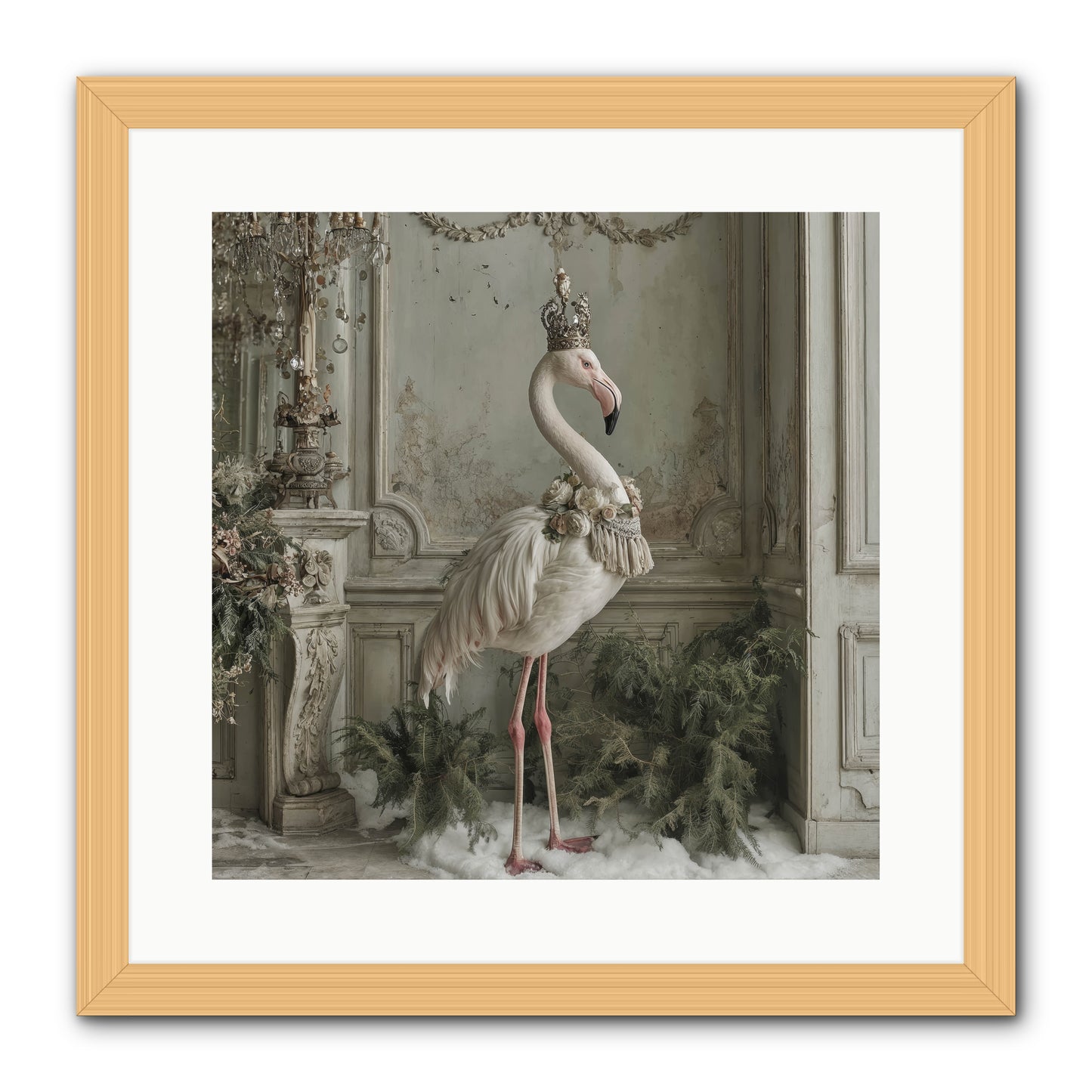 The Merry Mischief Of Snow -- Framed Print - Natural 16x16