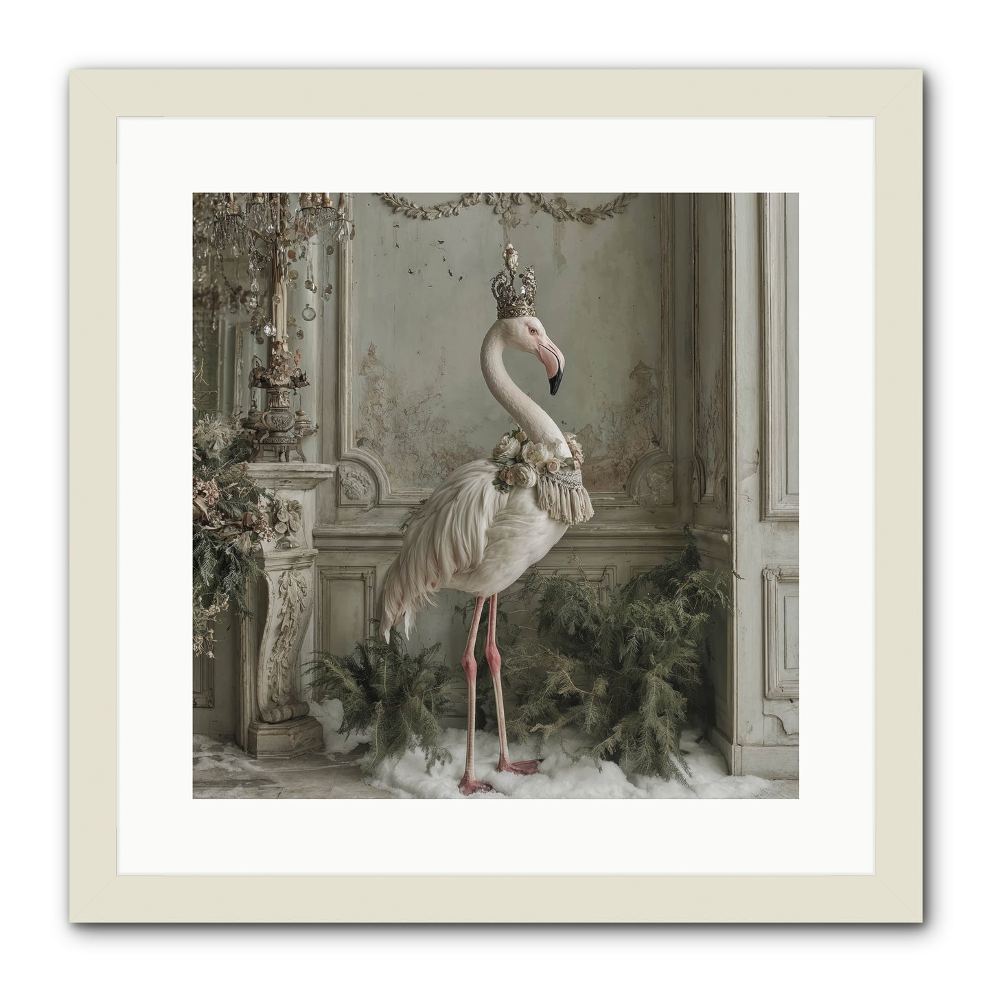 The Merry Mischief Of Snow -- Framed Print - White 16x16