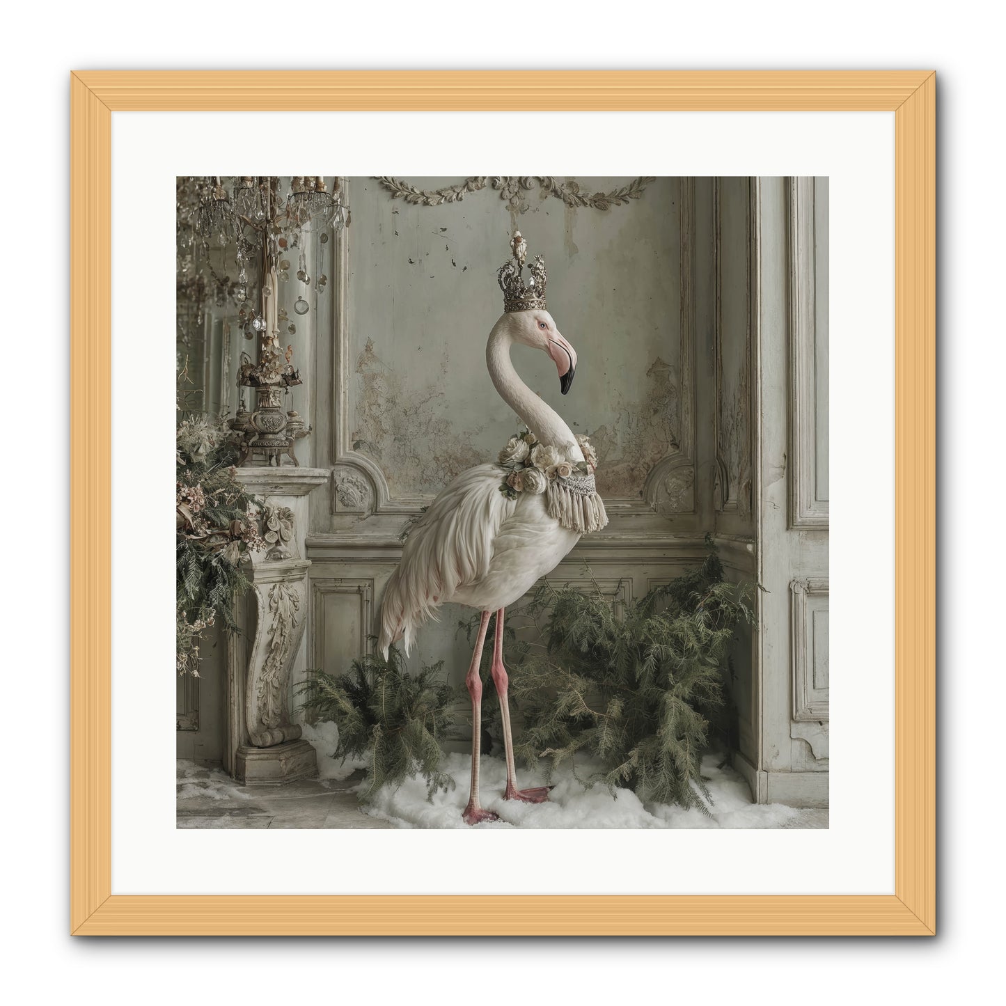 The Merry Mischief Of Snow -- Framed Print - Natural 20x20