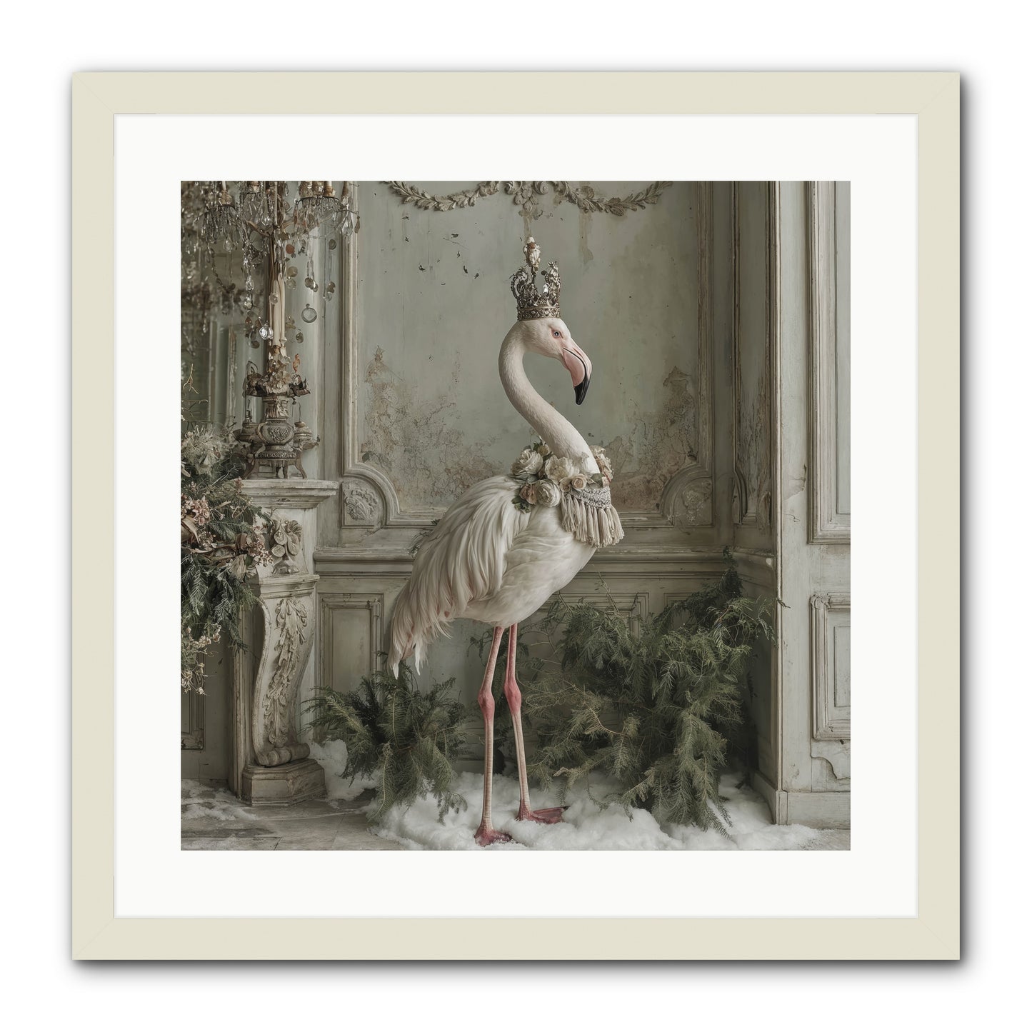 The Merry Mischief Of Snow -- Framed Print - White 20x20