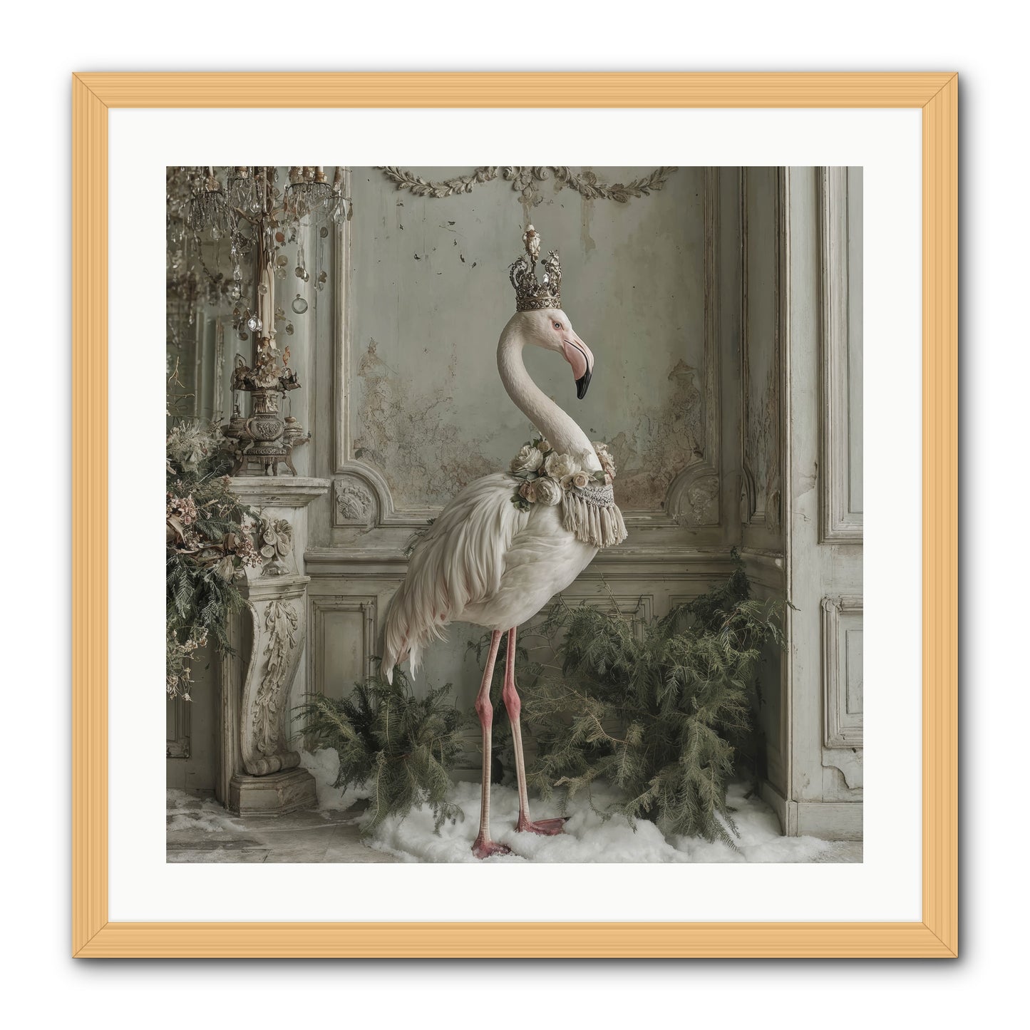The Merry Mischief Of Snow -- Framed Print - Natural 24x24