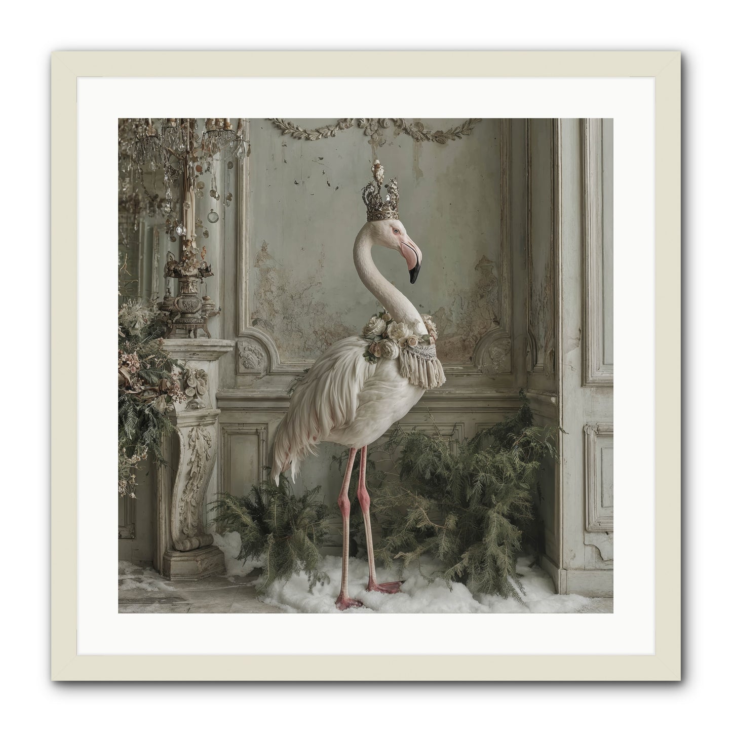 The Merry Mischief Of Snow -- Framed Print - White 24x24