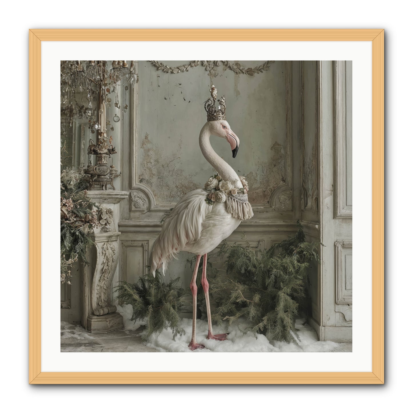 The Merry Mischief Of Snow -- Framed Print - Natural 30x30