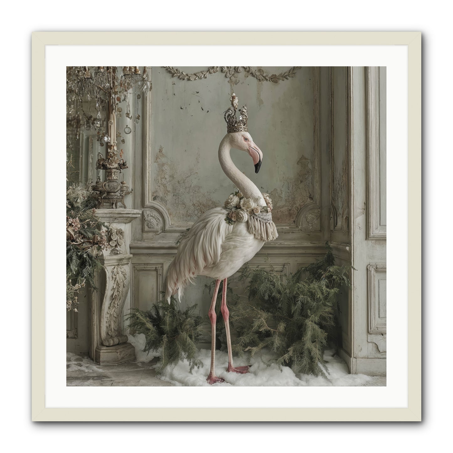 The Merry Mischief Of Snow -- Framed Print - White 30x30