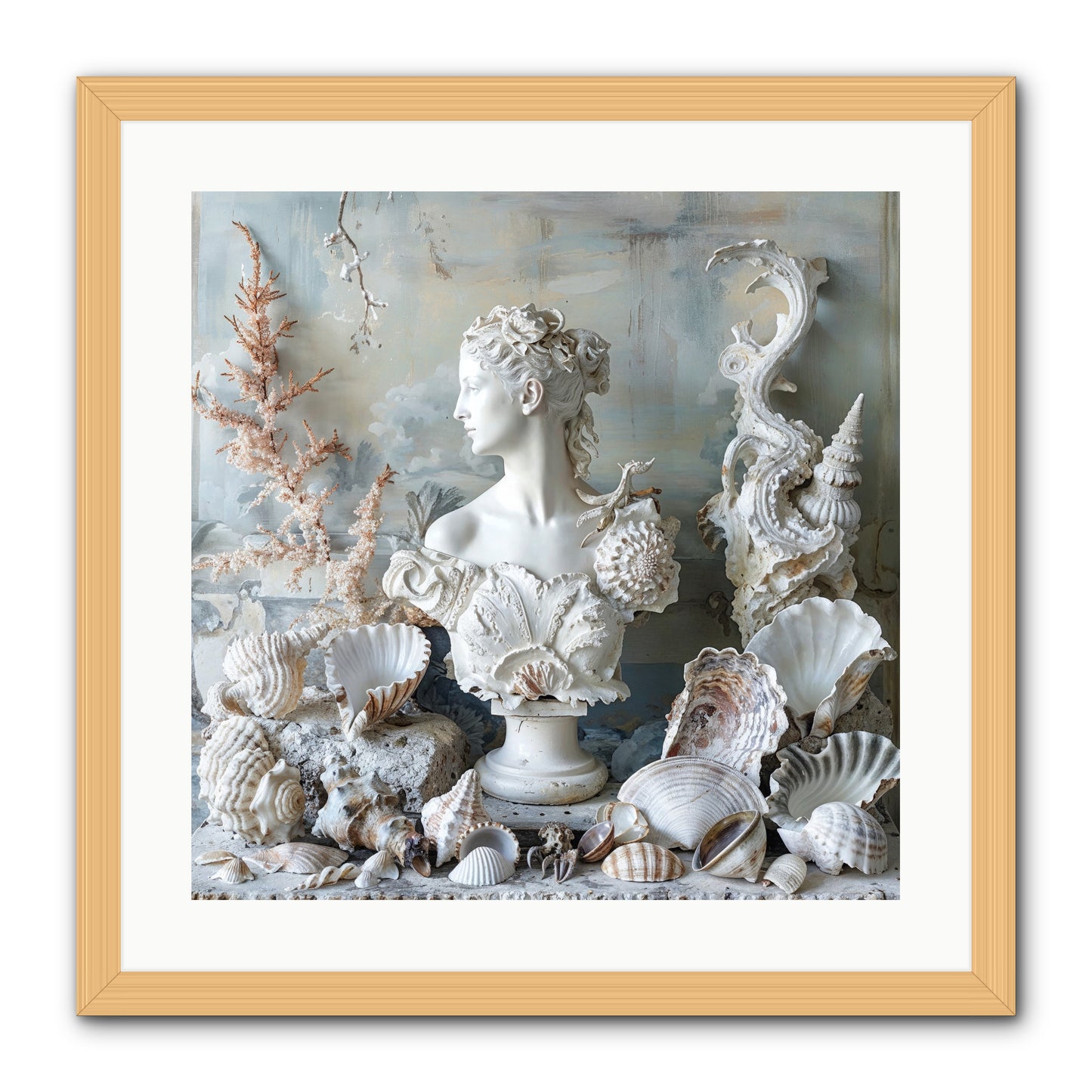 The Oyster's Opera -- Framed Print - Natural 20x20