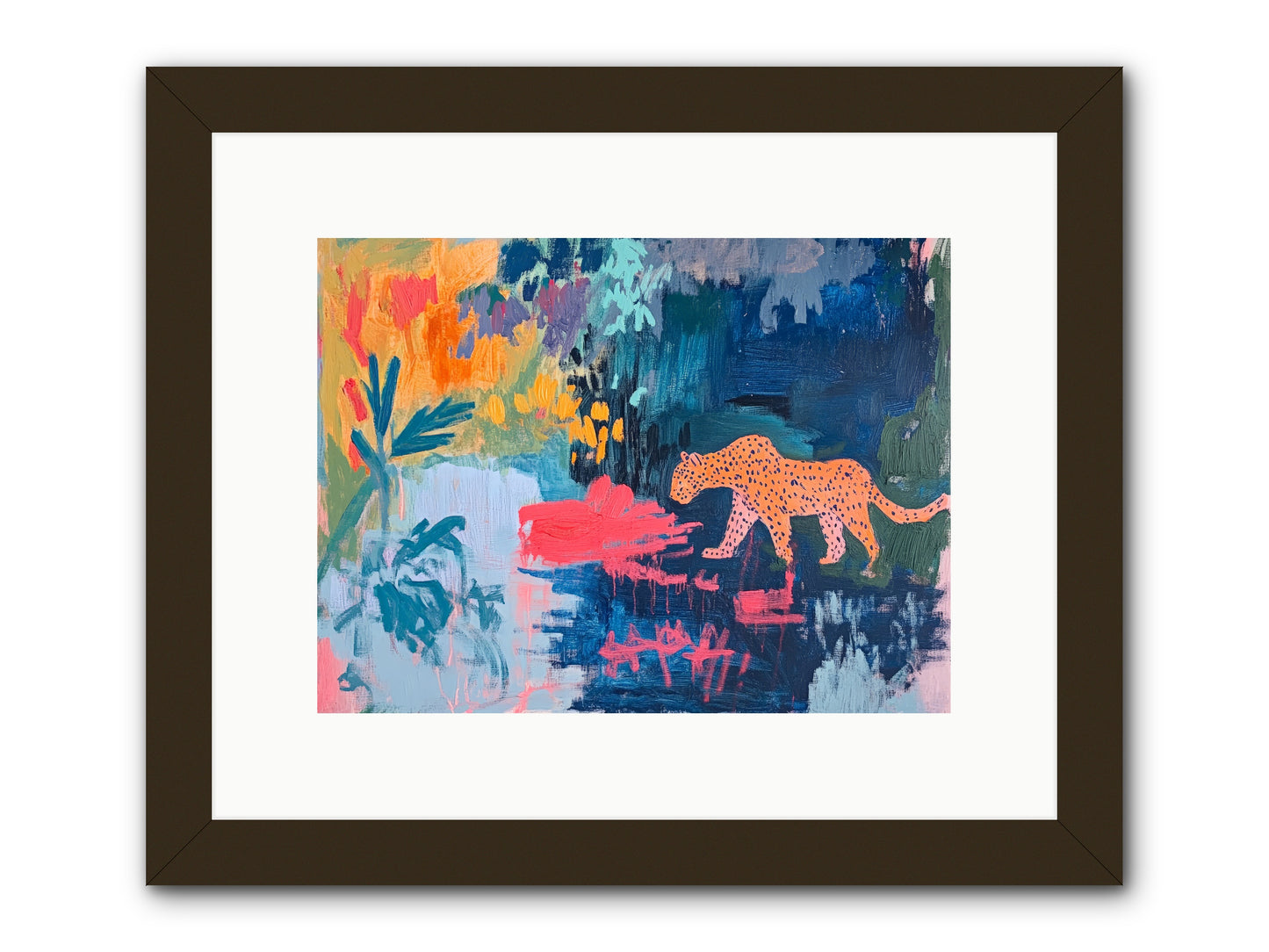 The Painted Leopard's Reverie -- Framed Print - Black 12x9
